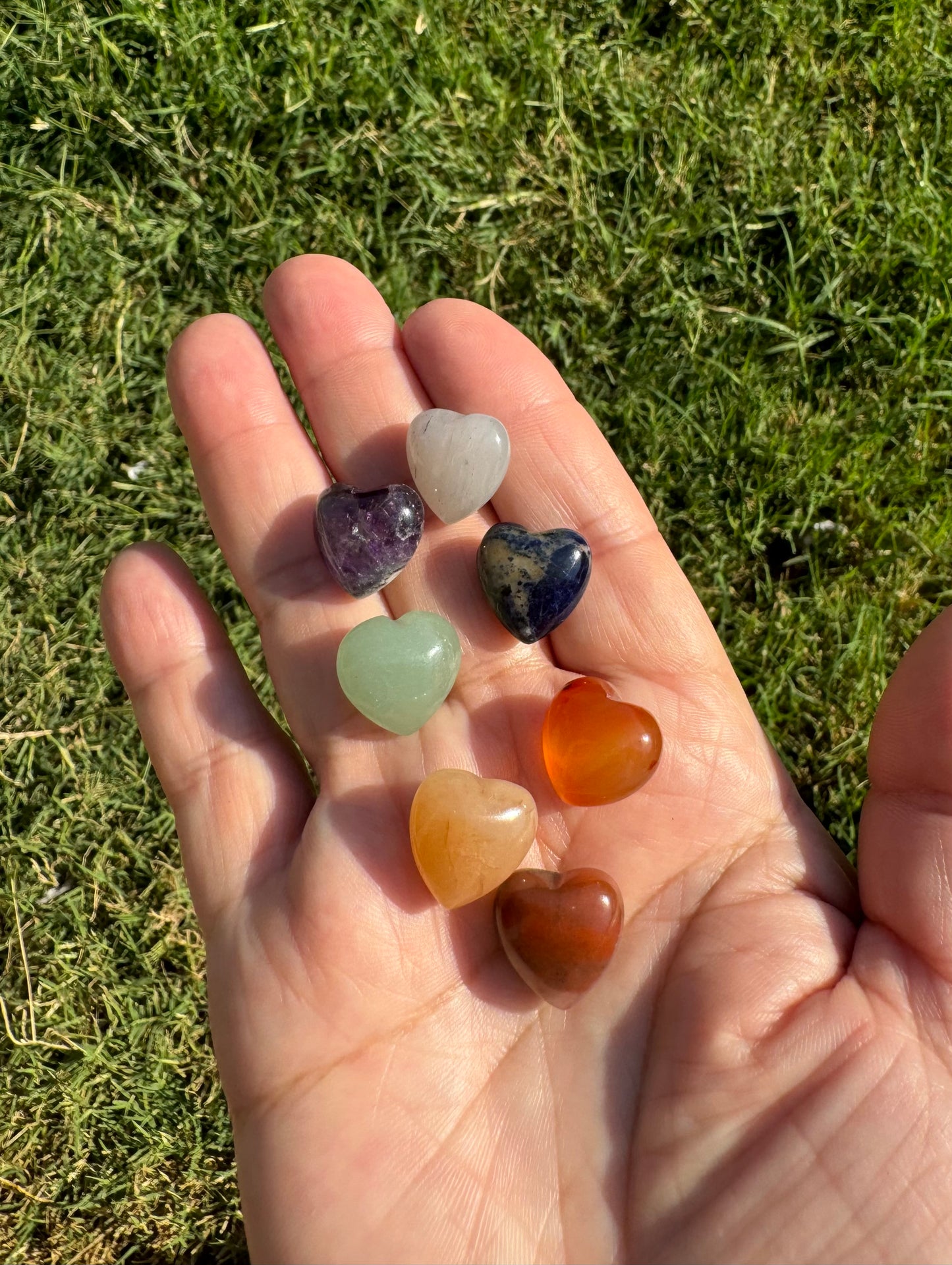 Seven Chakras Hearts set with Pouch
