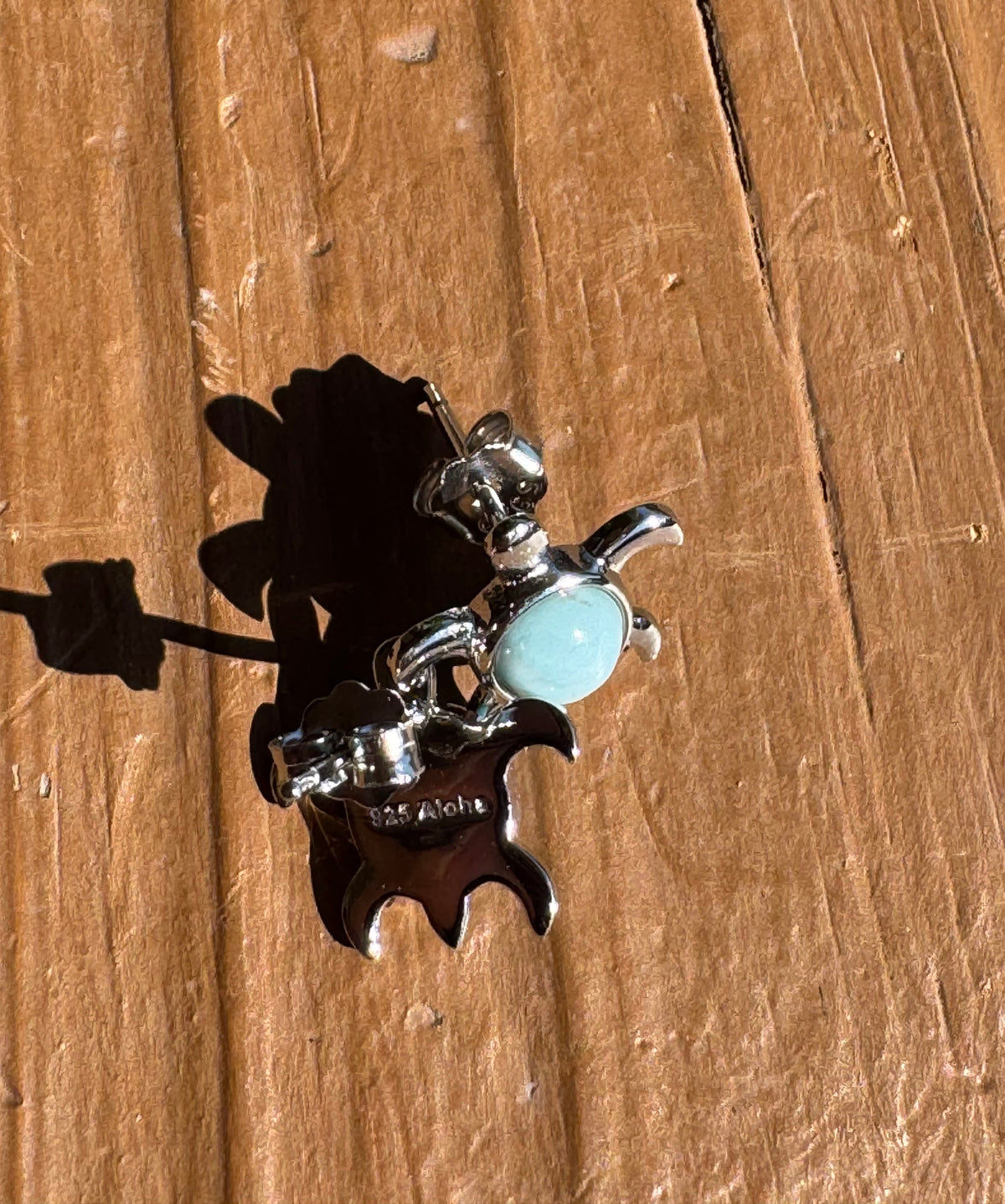 Larimar Sea Turtle Stud Earrings 925 Sterling Silver