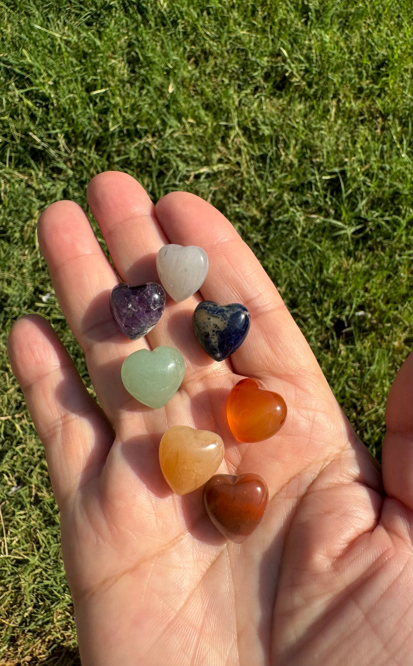 Seven Chakras Hearts set with Pouch