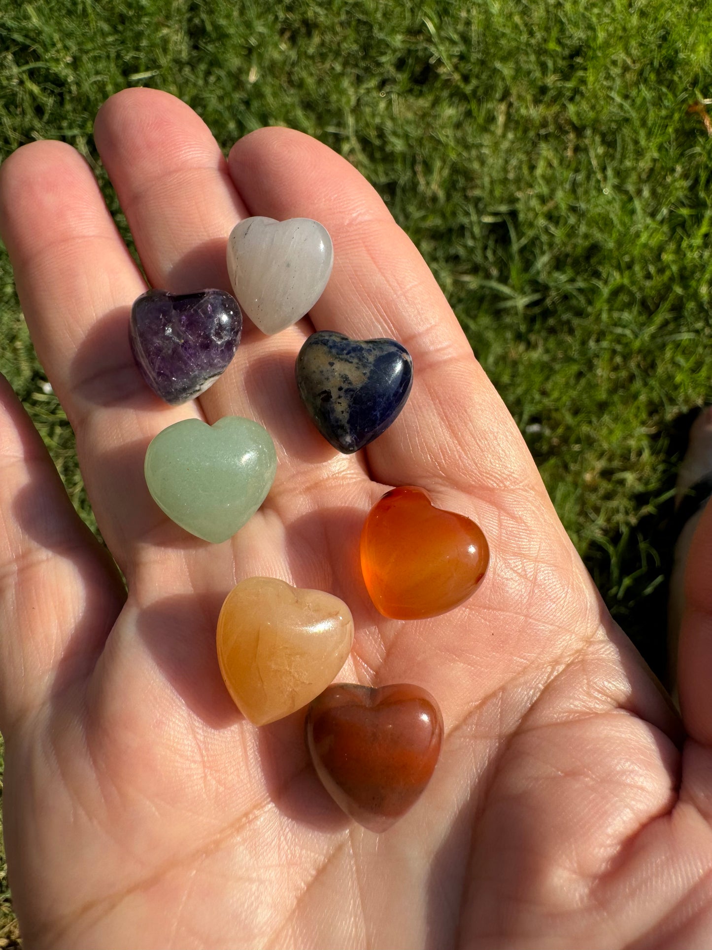 Seven Chakras Hearts set with Pouch