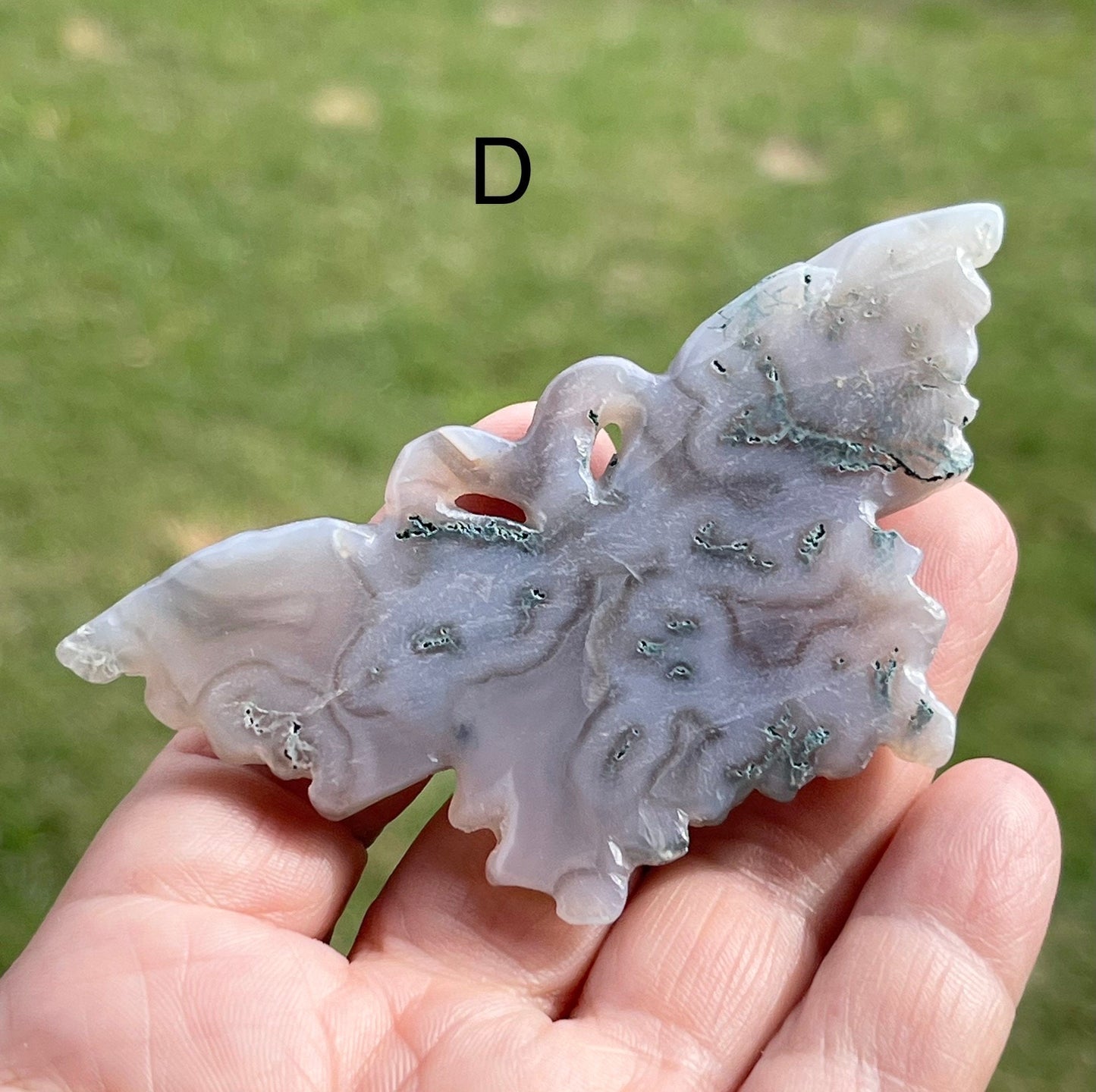 Moss Agate Butterfly Carving