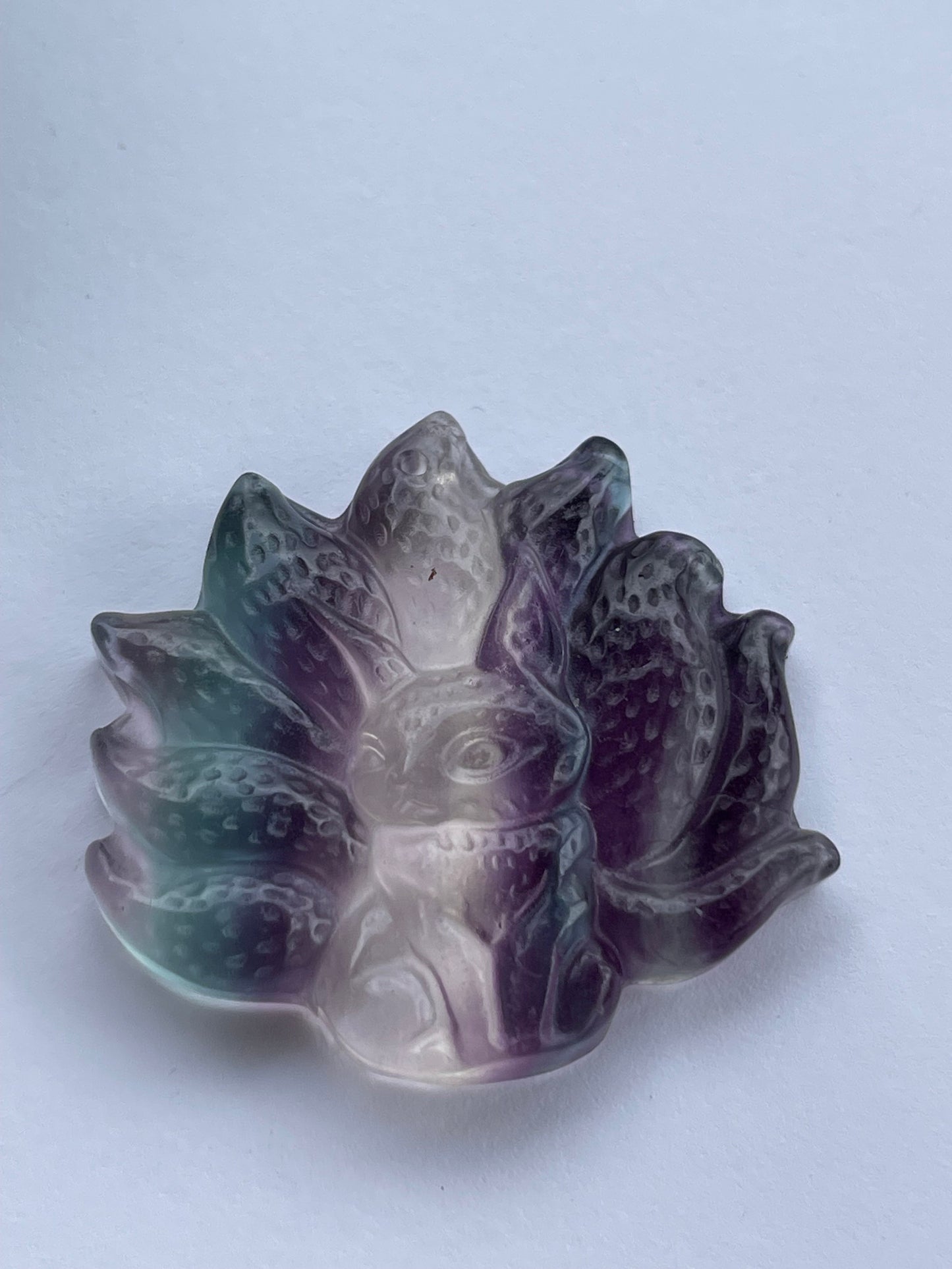 Rainbow Fluorite Nine-Tail Fox Carving