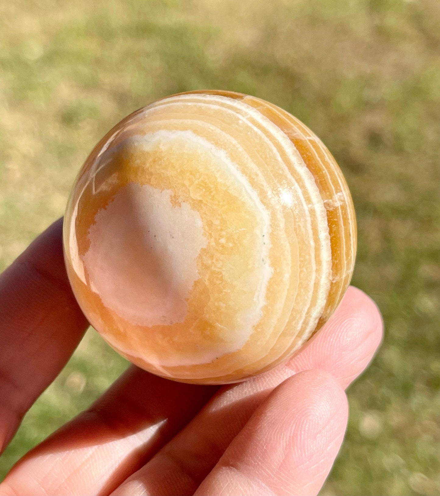 Honey Dendritic Calcite Sphere