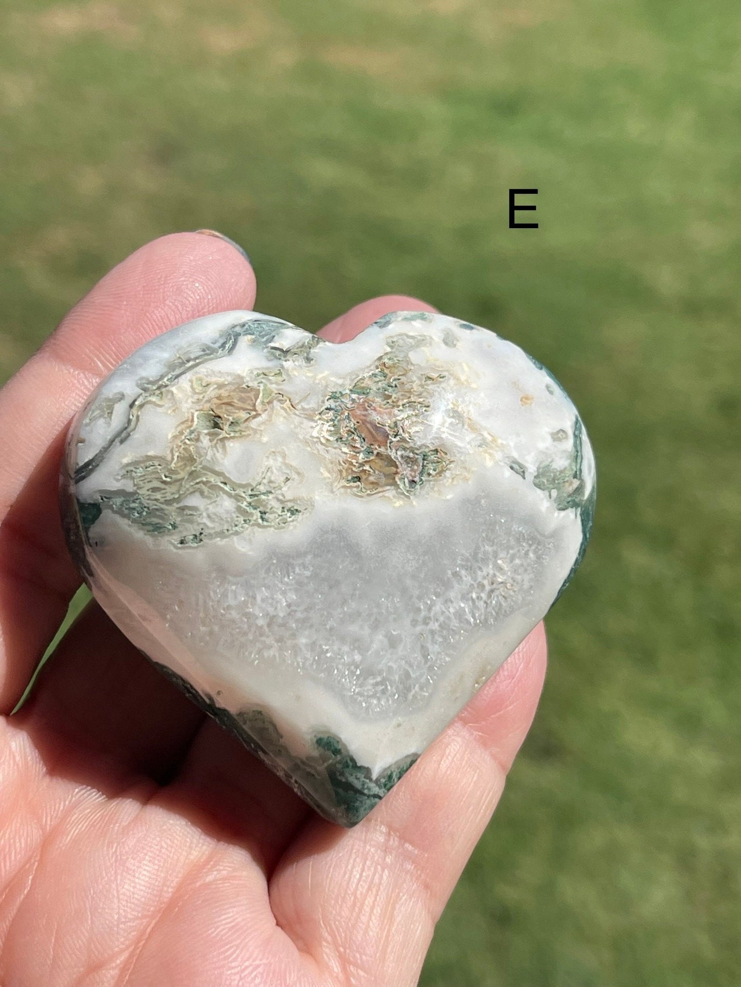 Moss Agate Druzy Heart