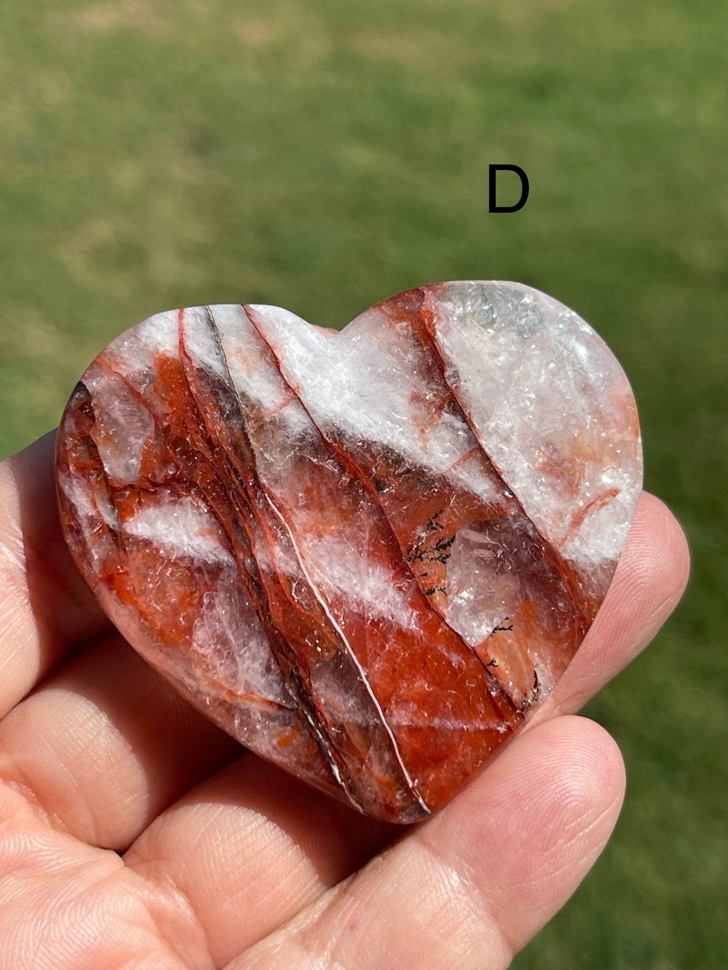 Red Hematoid Fire Quartz Heart