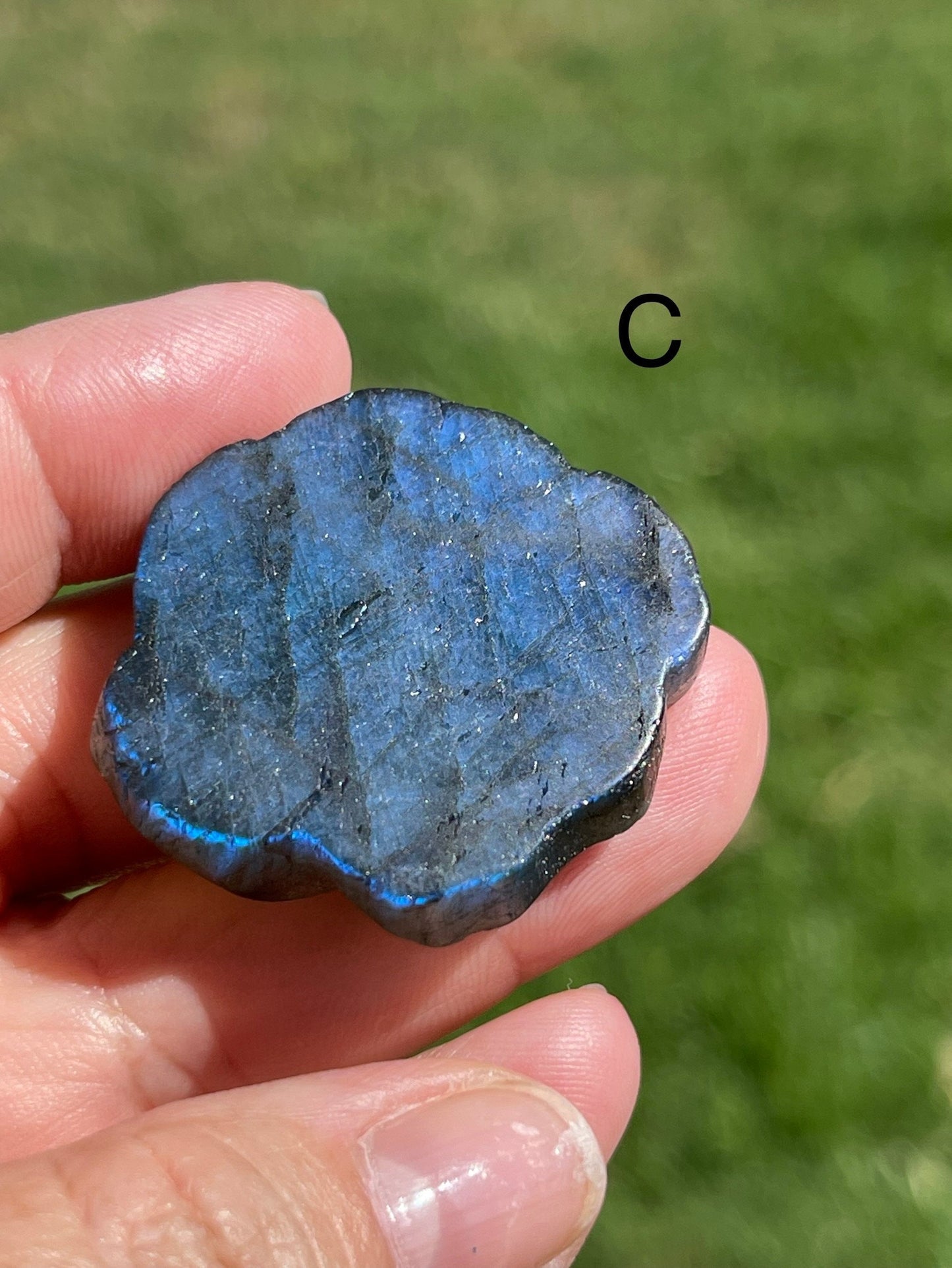 Labradorite Rose Carving - Blue/Golden Flash