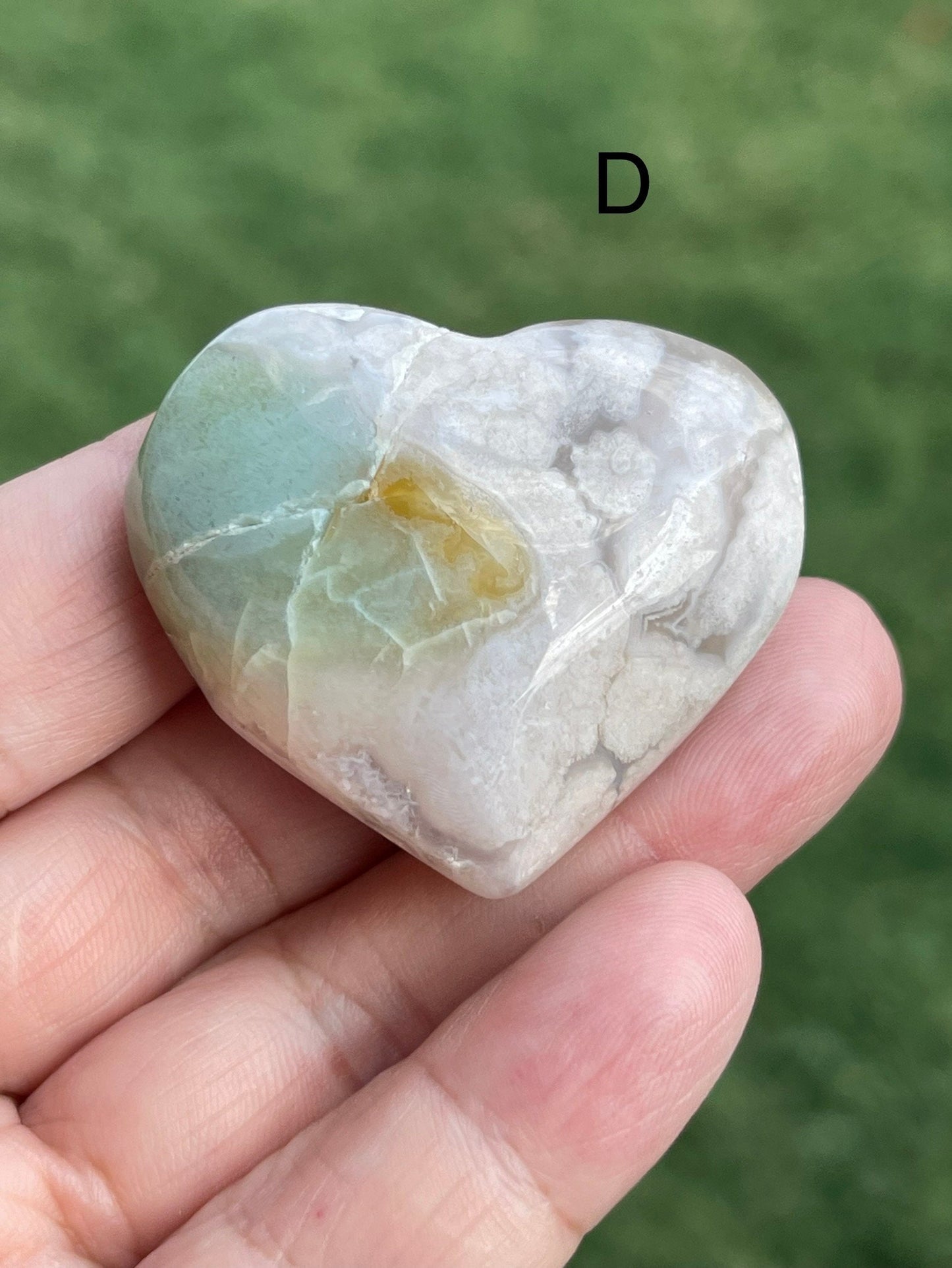 Green Flower Agate Heart