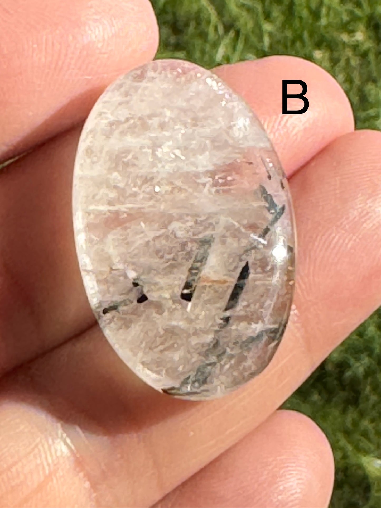 Tourmalinated Quartz Cabochon