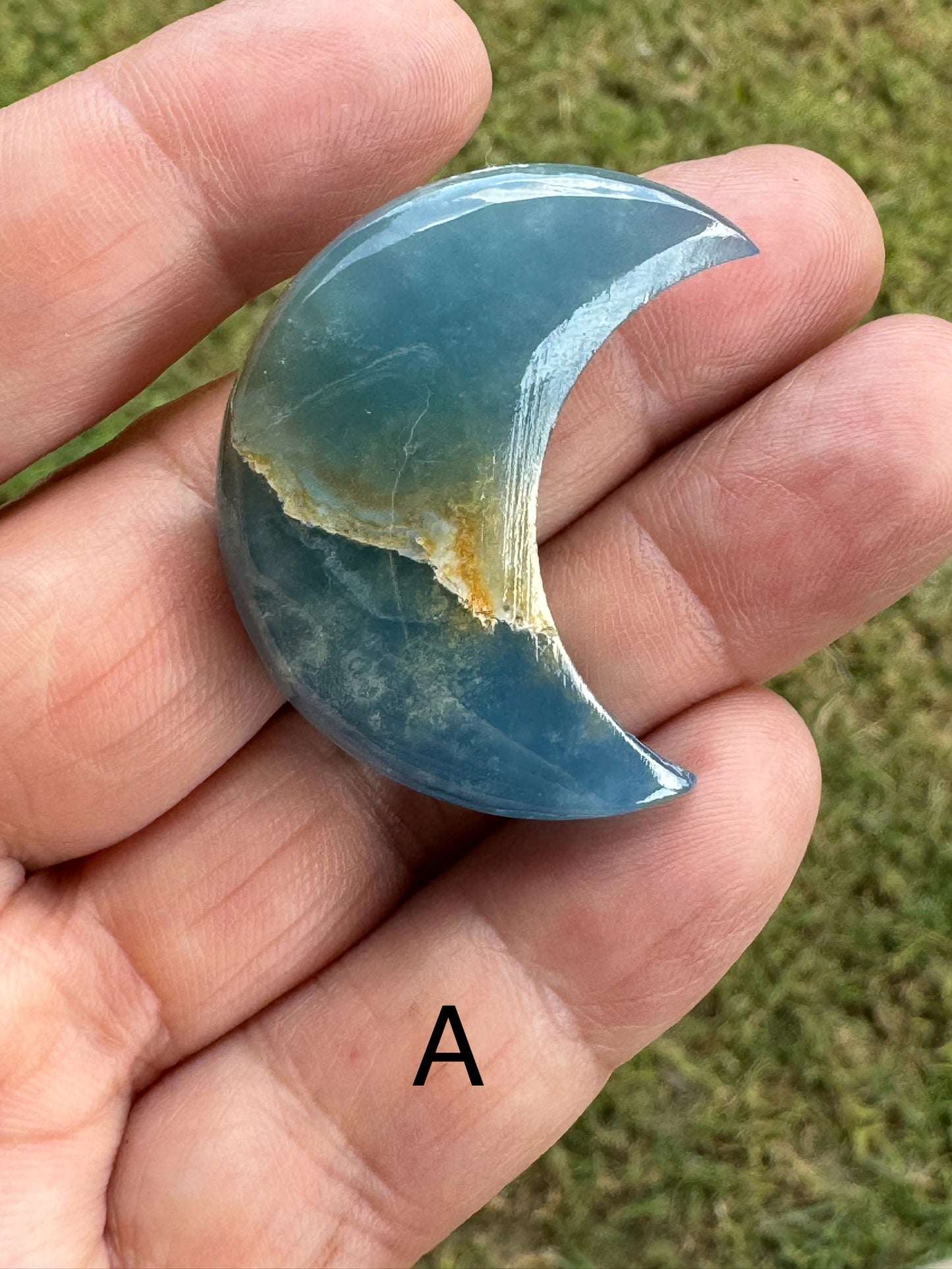 Lemurian Blue Calcite Crescent Moon