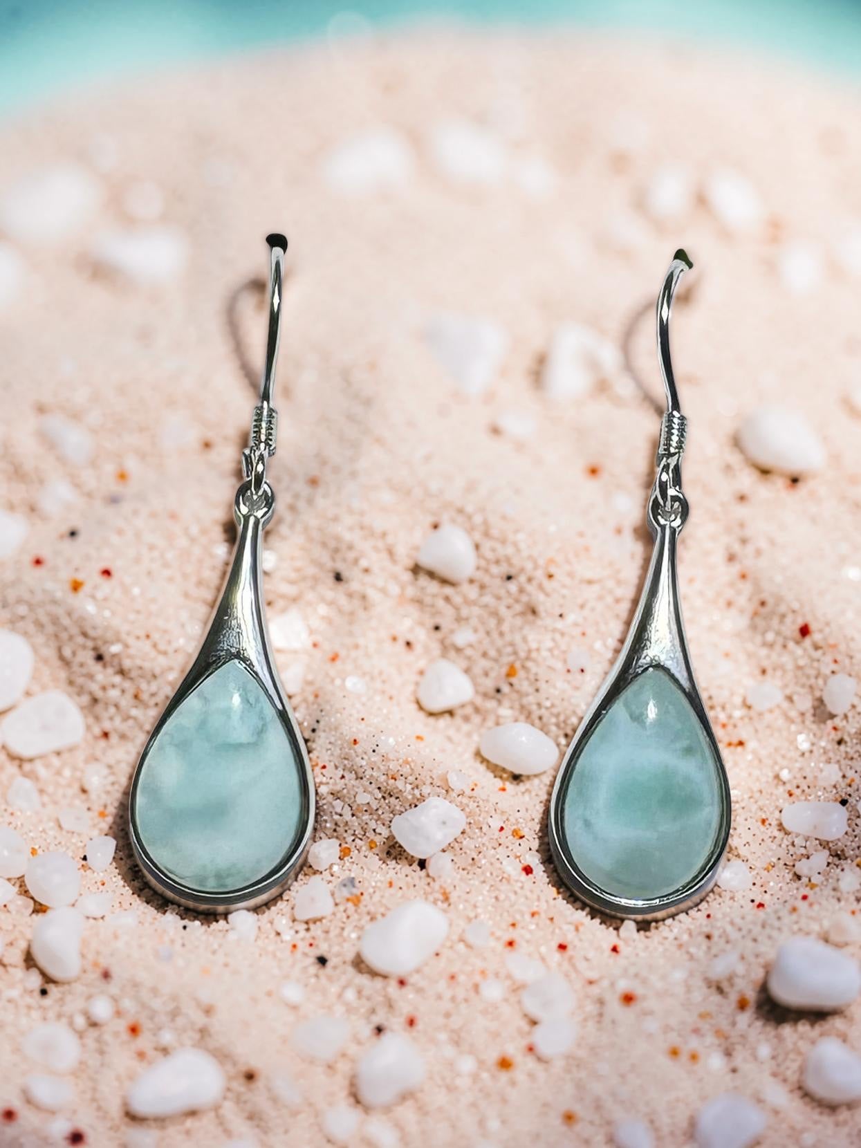 Larimar Drop Earrings 925 Sterling Silver