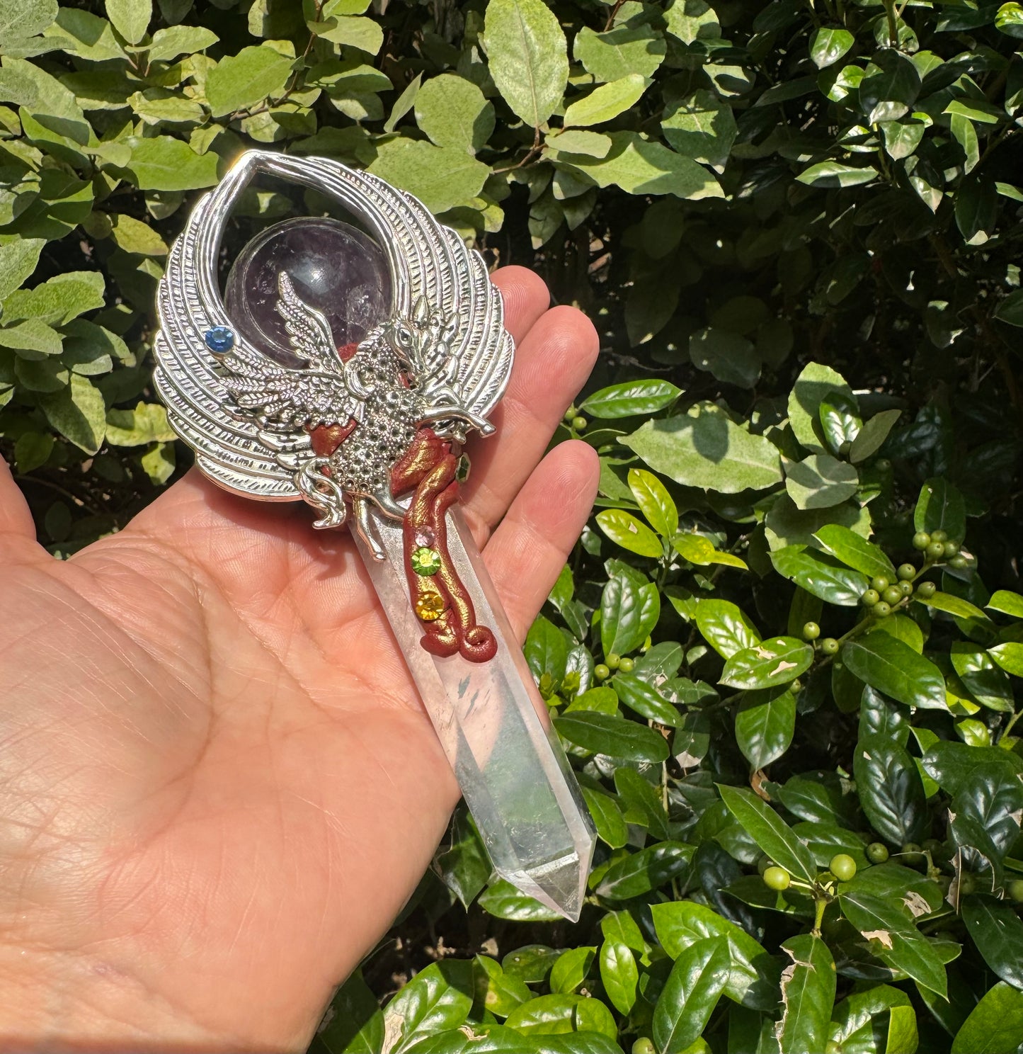 Amethyst and Clear Quartz Wand