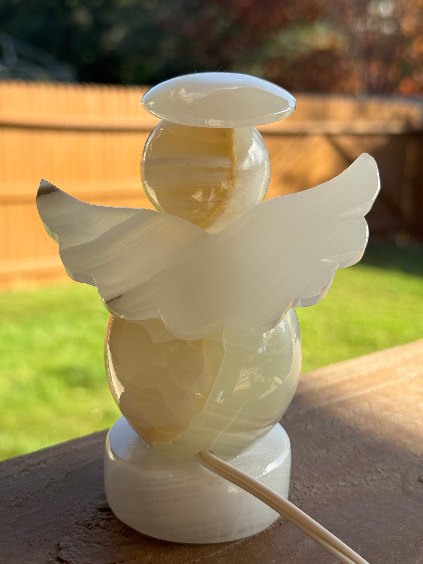 Mexican Sand/White Onyx Angel Lamp