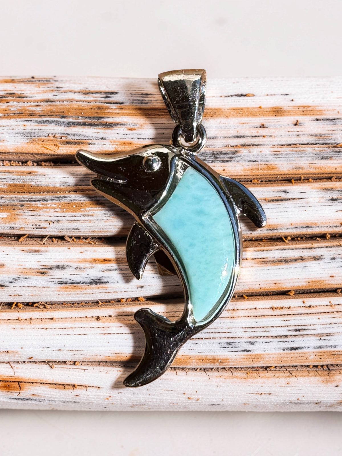 Larimar Dolphin Pendant 925 Sterling Silver with or without 925 Sterling Silver Chain