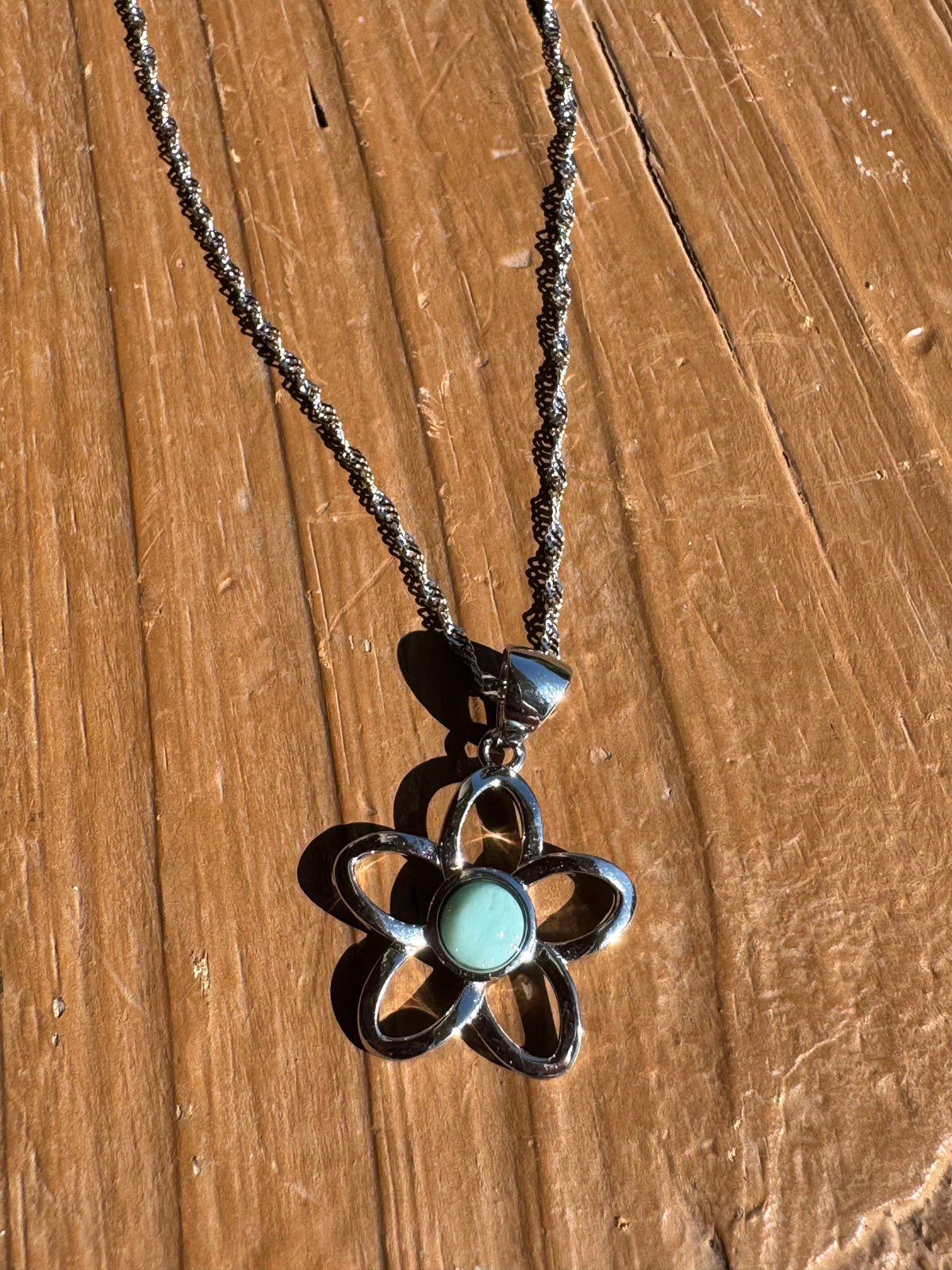 Larimar Flower Pendant 925 Sterling Silver - With or Without 925 Sterling Silver Chain