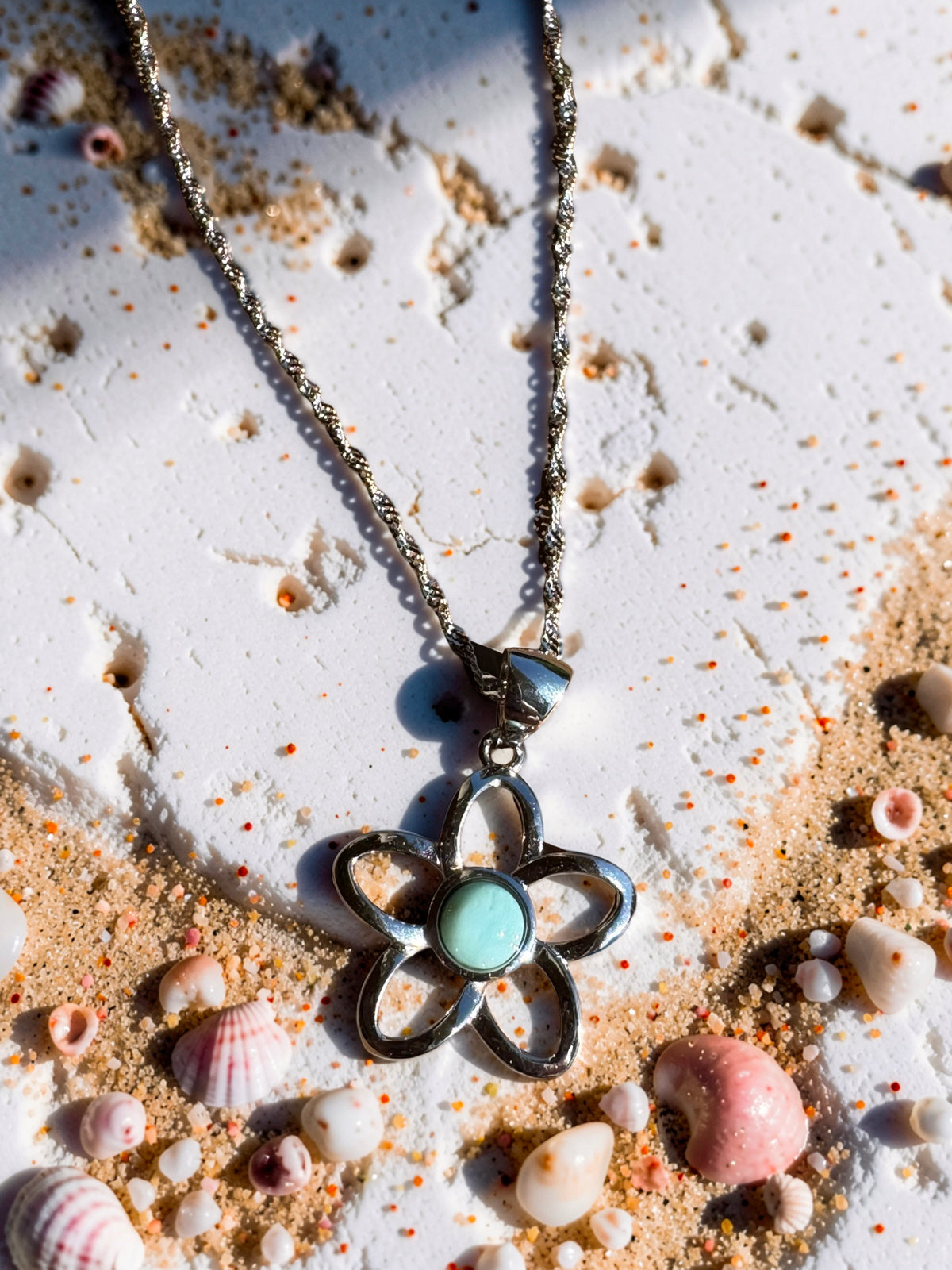 Larimar Flower Pendant 925 Sterling Silver - With or Without 925 Sterling Silver Chain