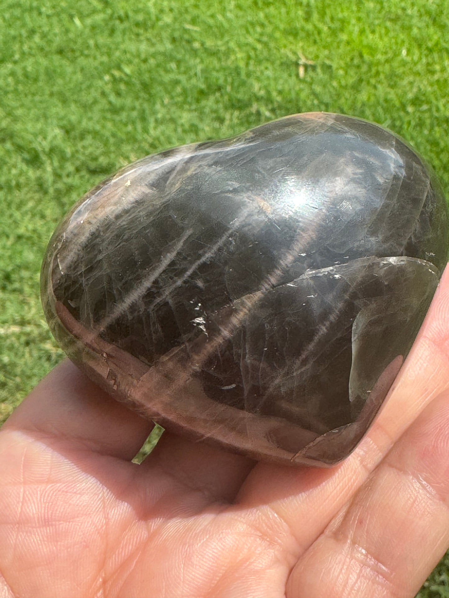 Black Moonstone Heart Carving