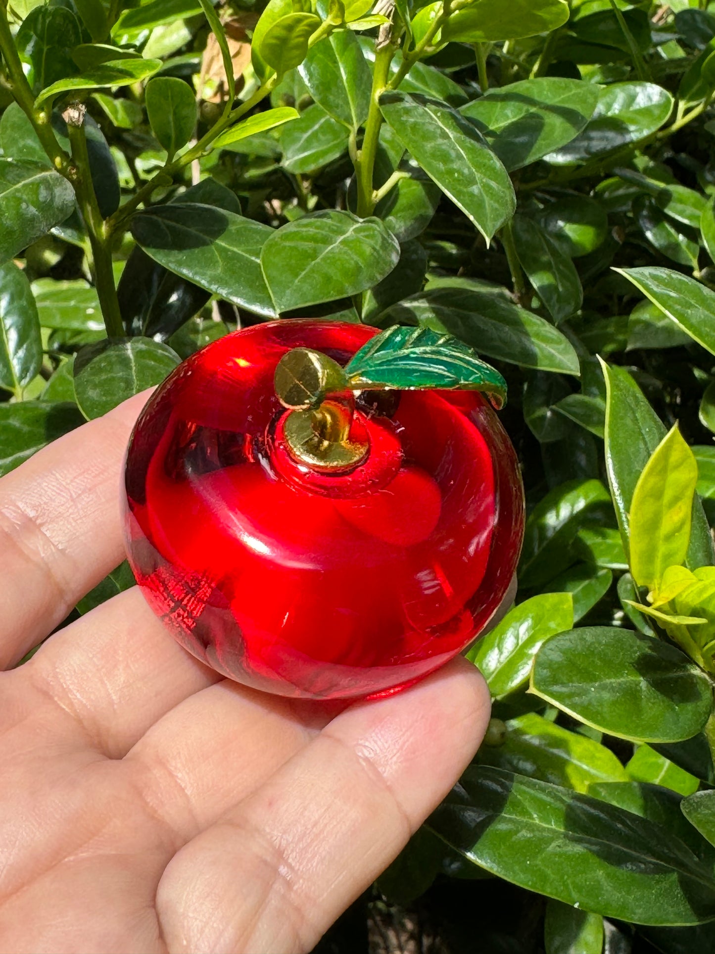 Red Glass Apple Paperweight