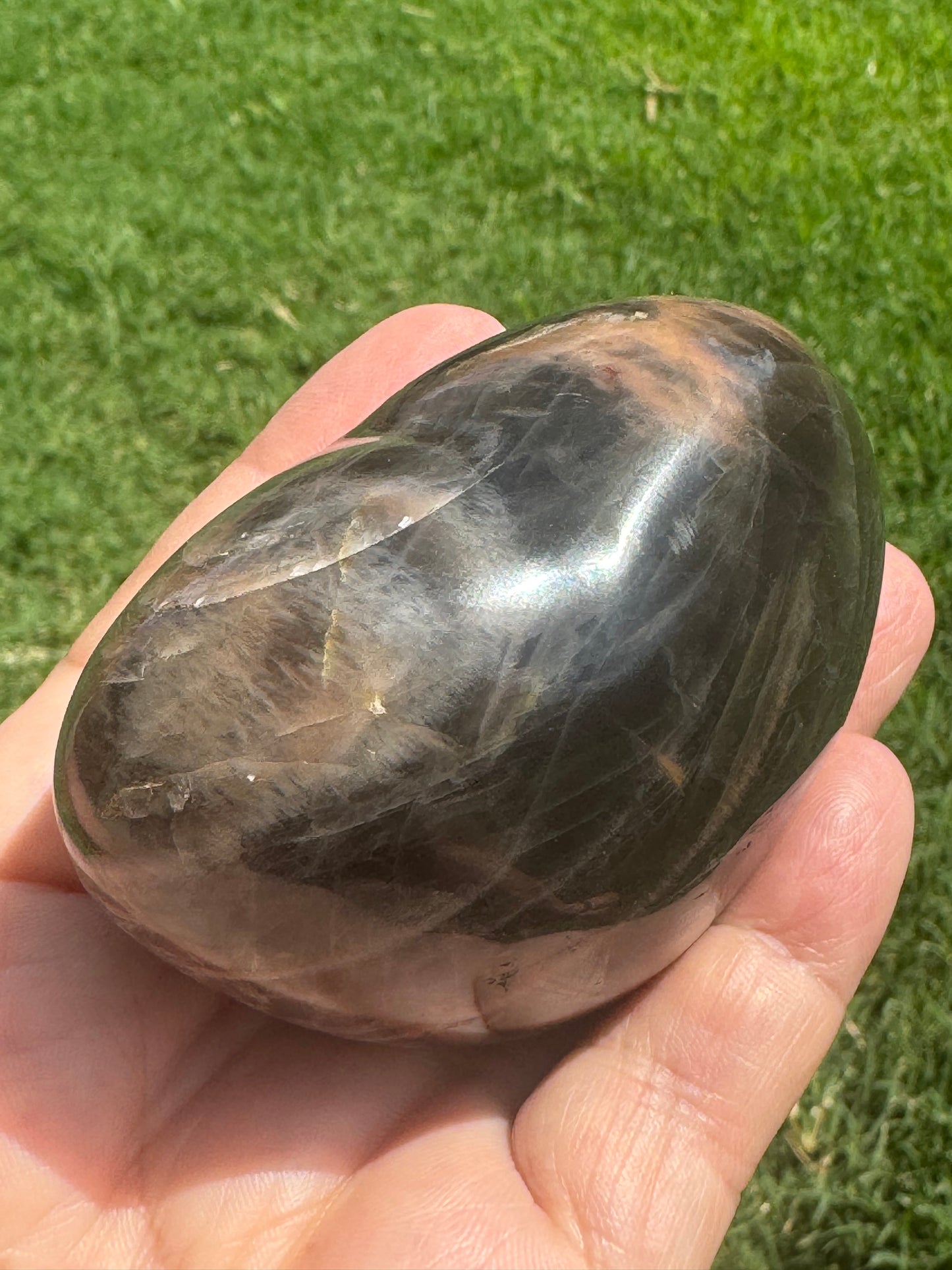 Black Moonstone Heart Carving