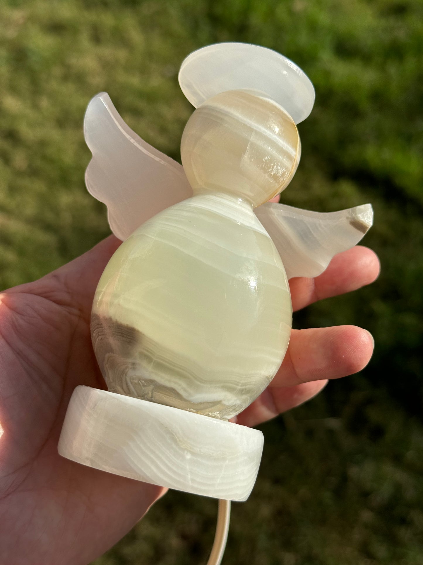 Mexican Sand/White Onyx Angel Lamp