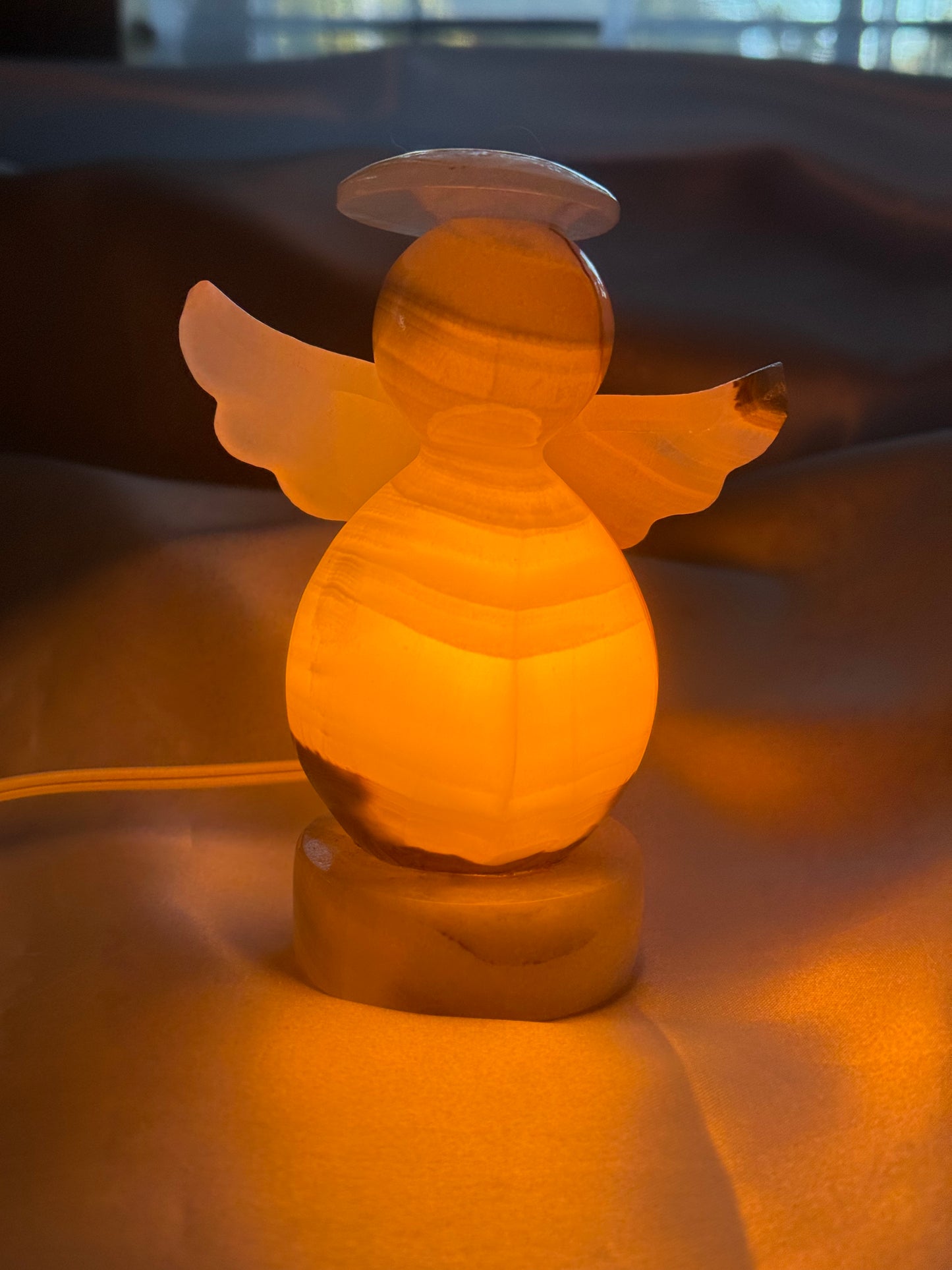 Mexican Sand/White Onyx Angel Lamp