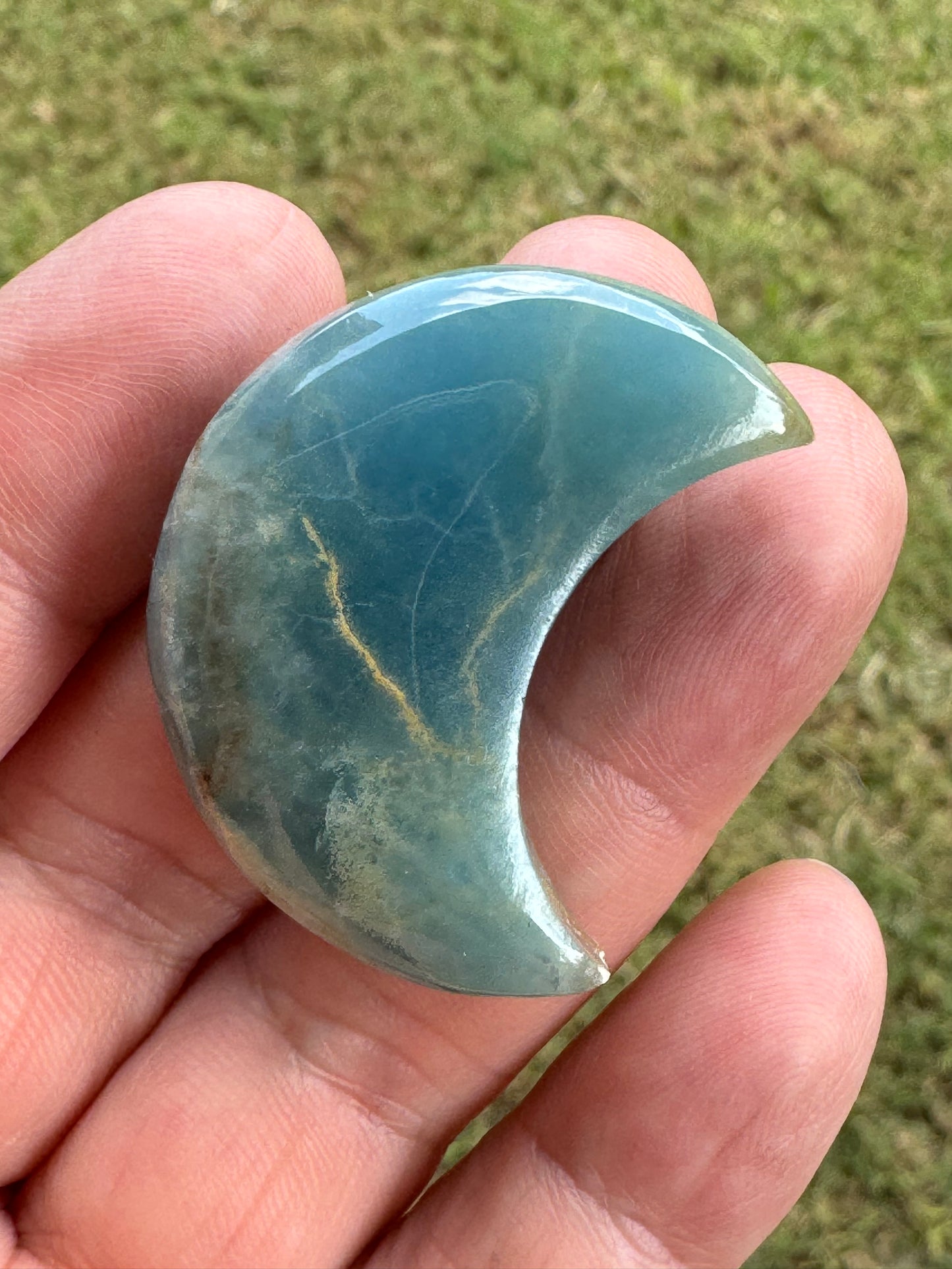 Lemurian Blue Calcite Crescent Moon