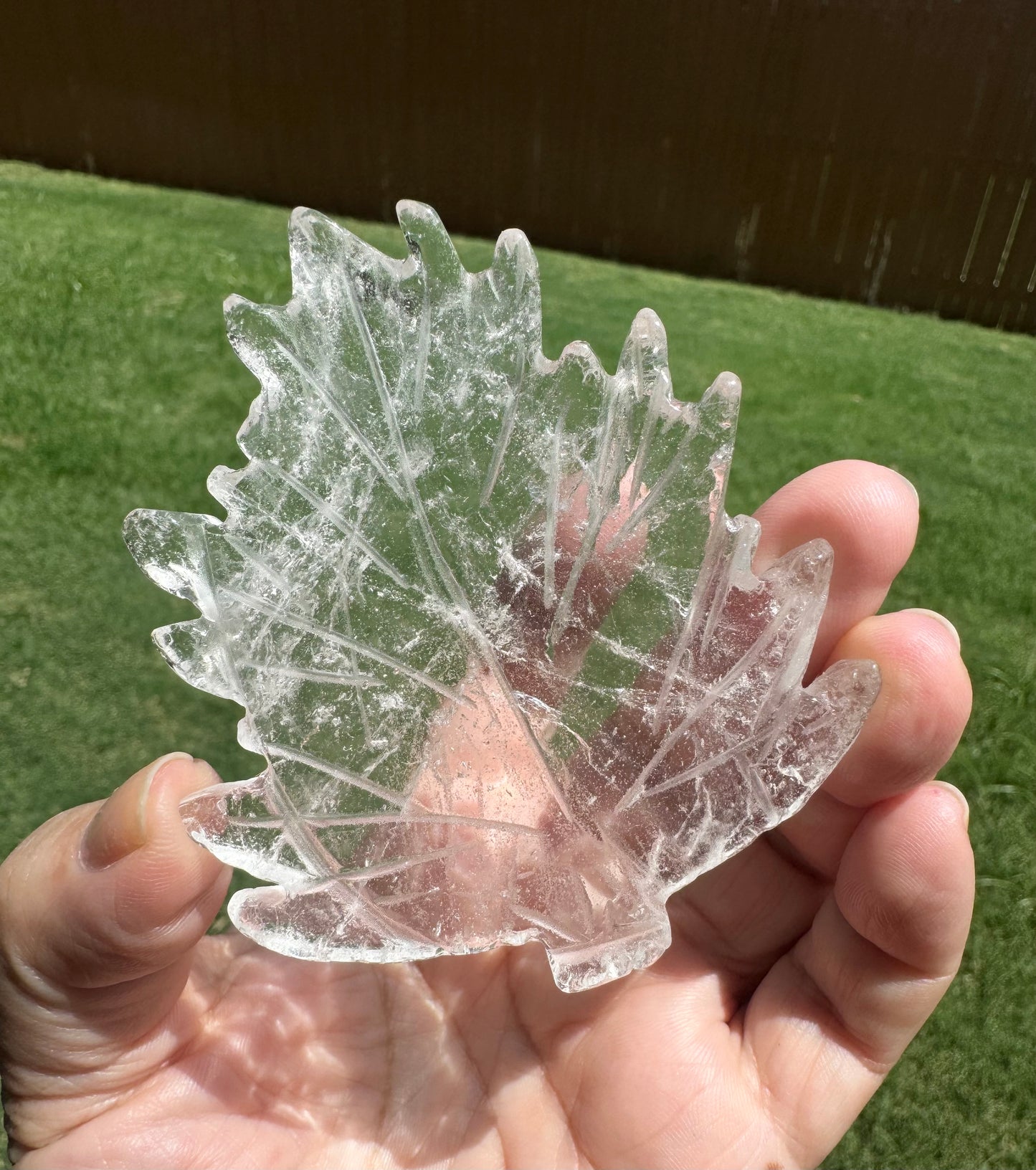 Clear Quartz Leaf Carving