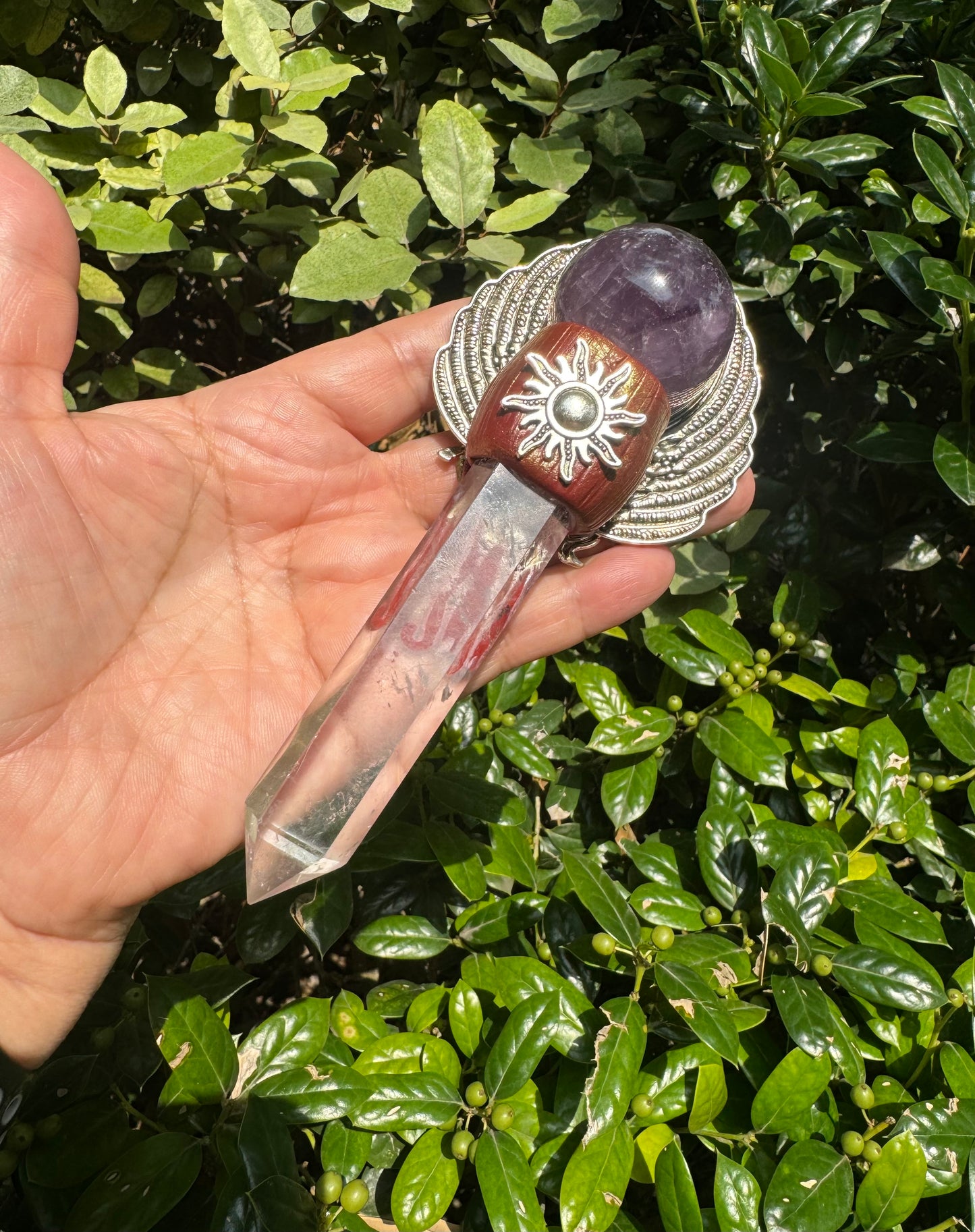 Amethyst and Clear Quartz Wand