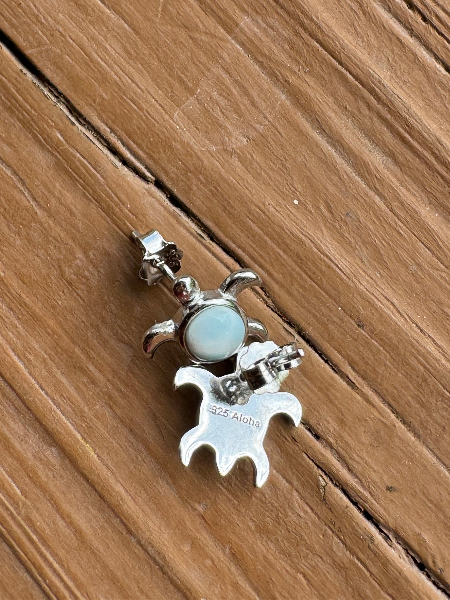 Larimar Sea Turtle Stud Earrings 925 Sterling Silver