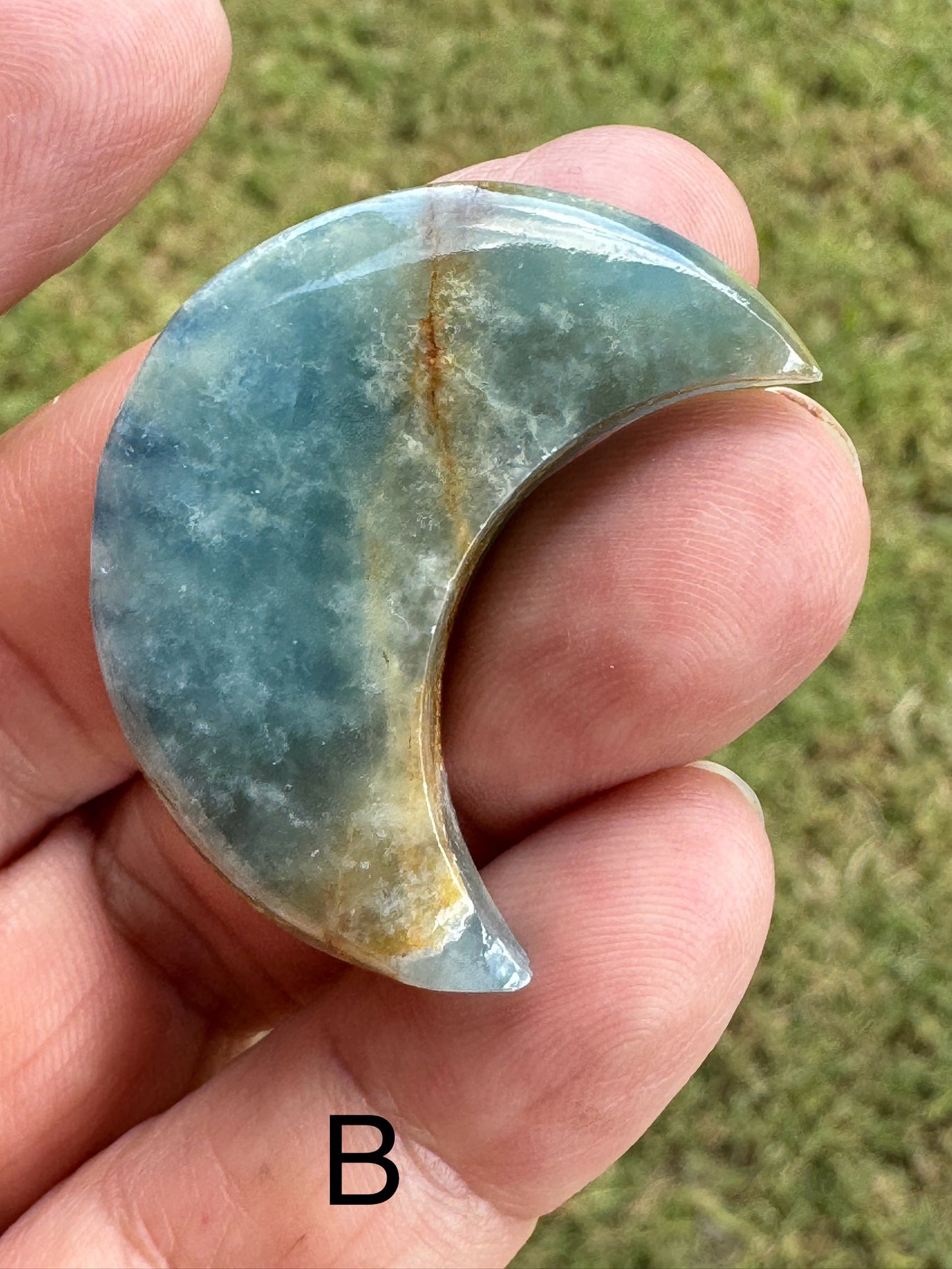 Lemurian Blue Calcite Crescent Moon