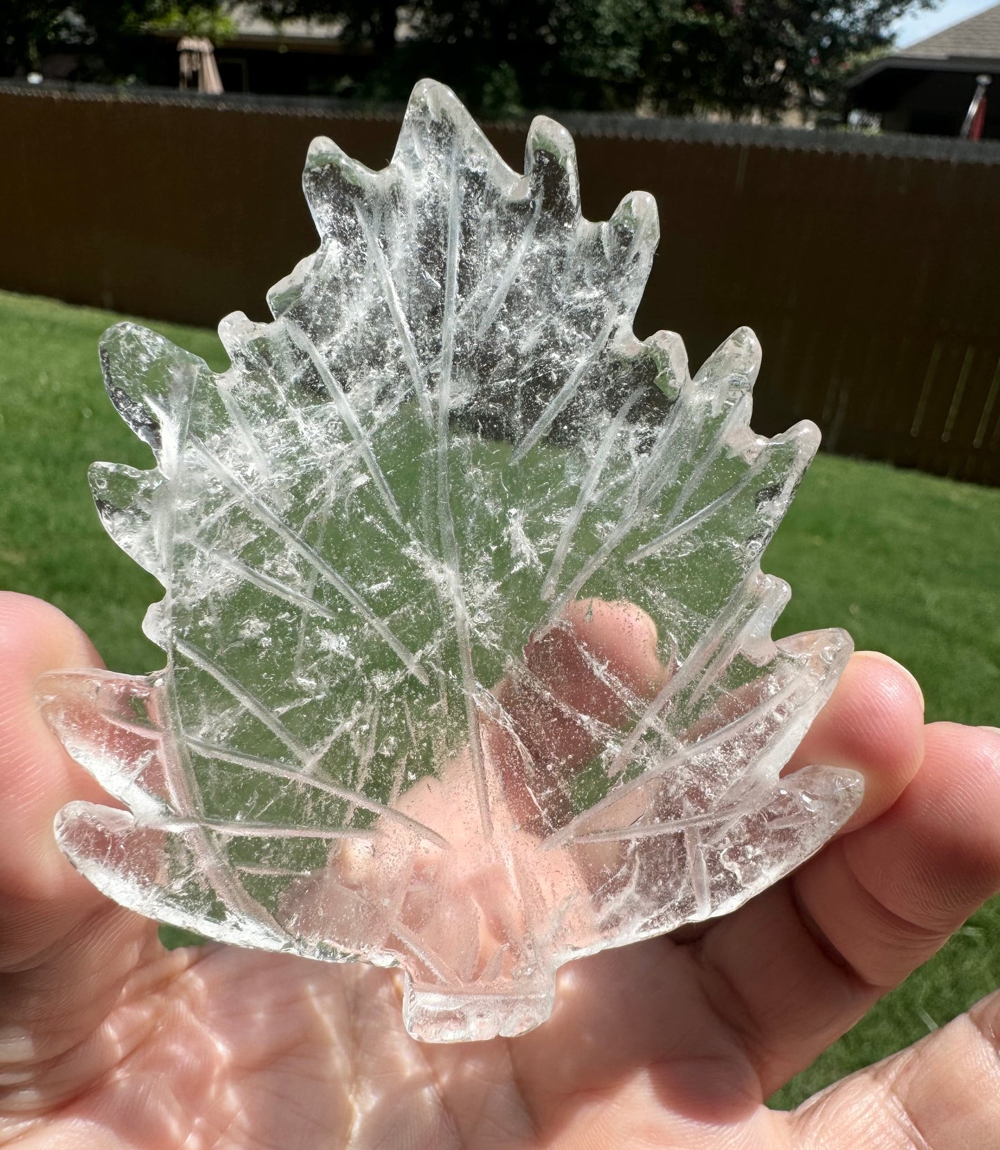 Clear Quartz Leaf Carving