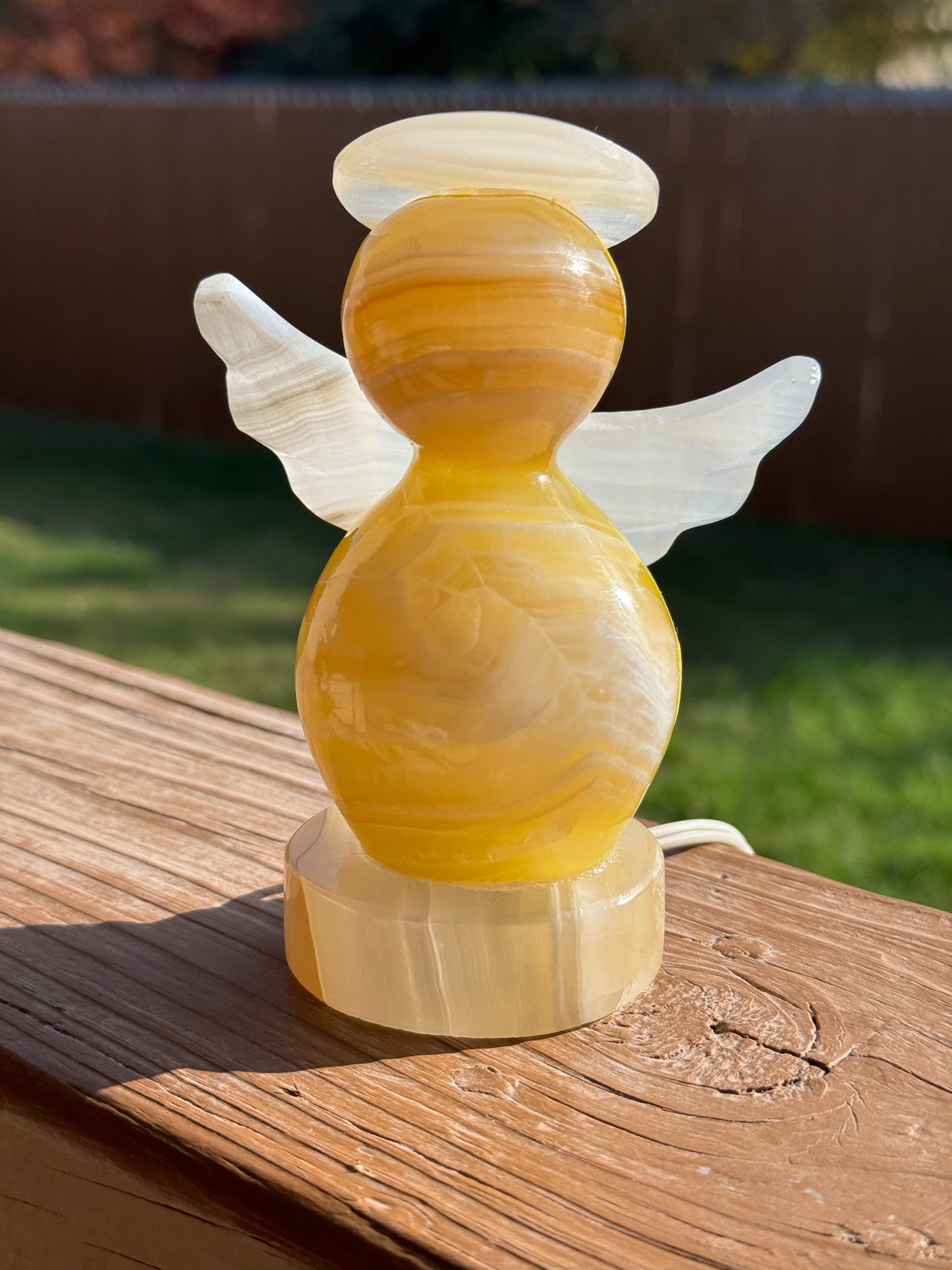 Mexican Yellow Onyx Angel Lamp