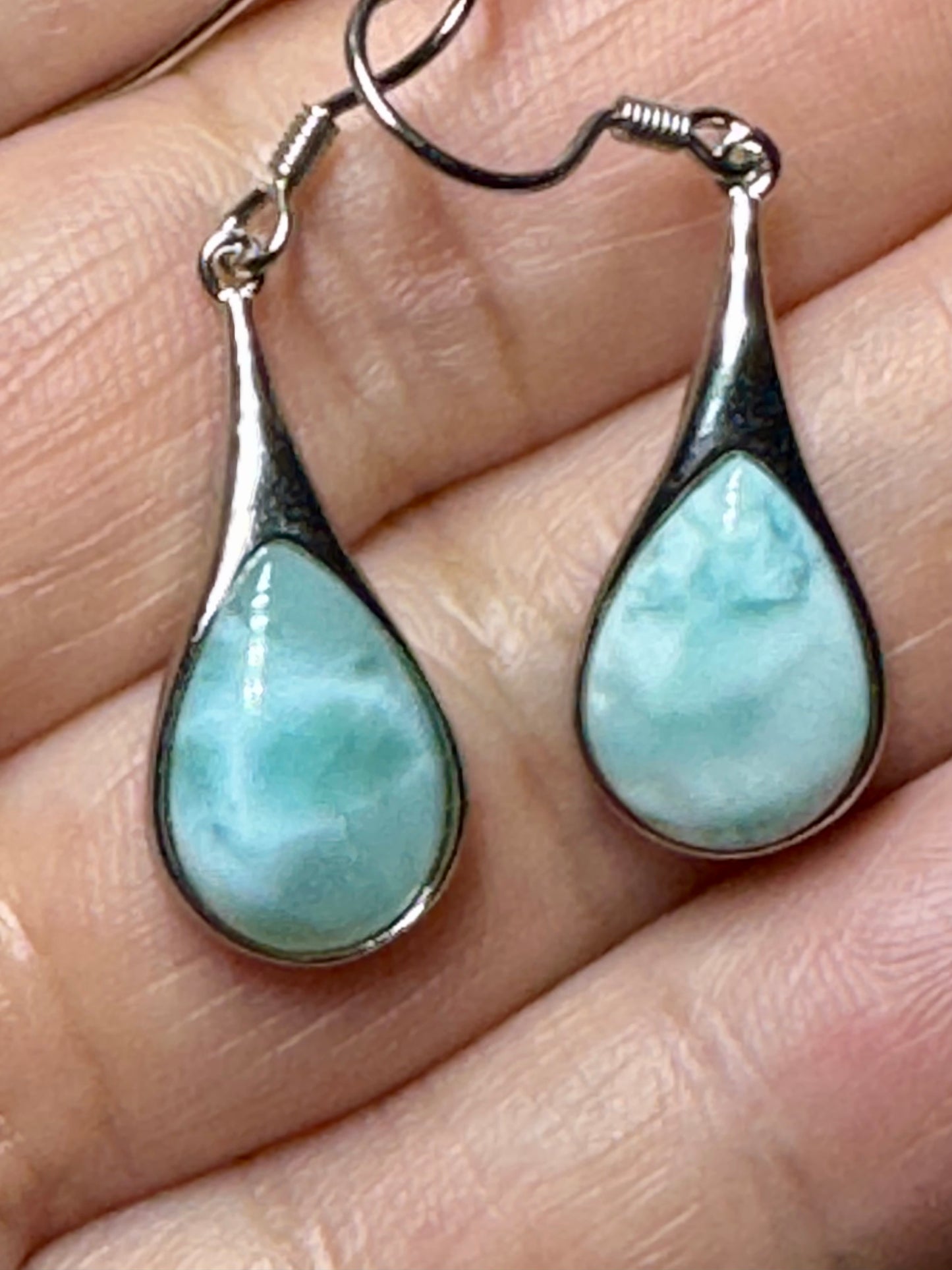 Larimar Drop Earrings 925 Sterling Silver