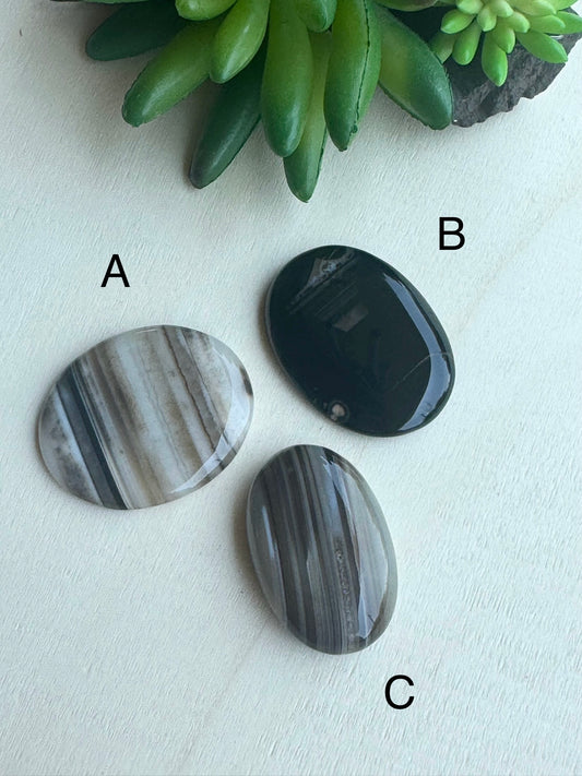 Banded Black Agate Cabochon