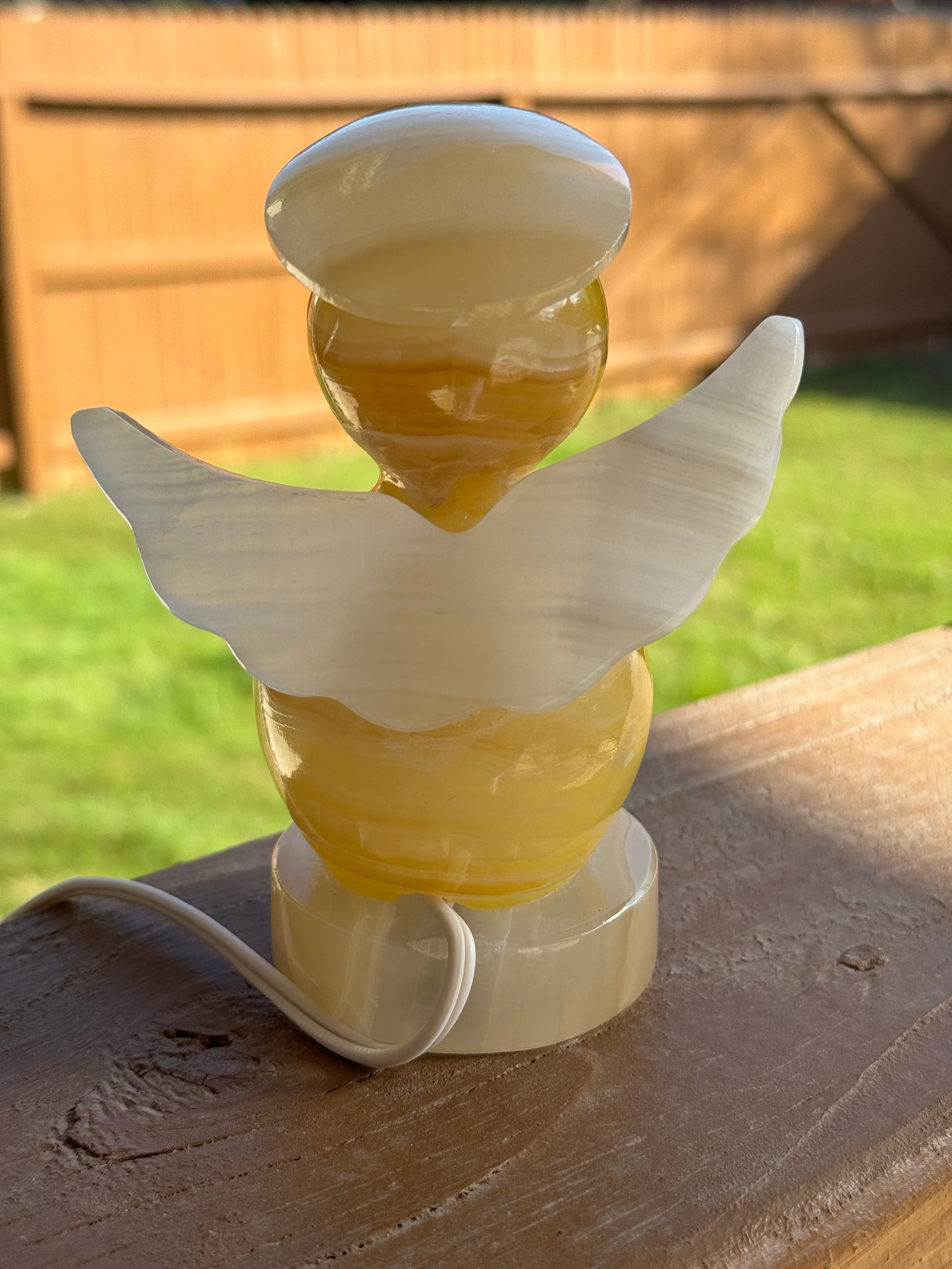 Mexican Yellow Onyx Angel Lamp