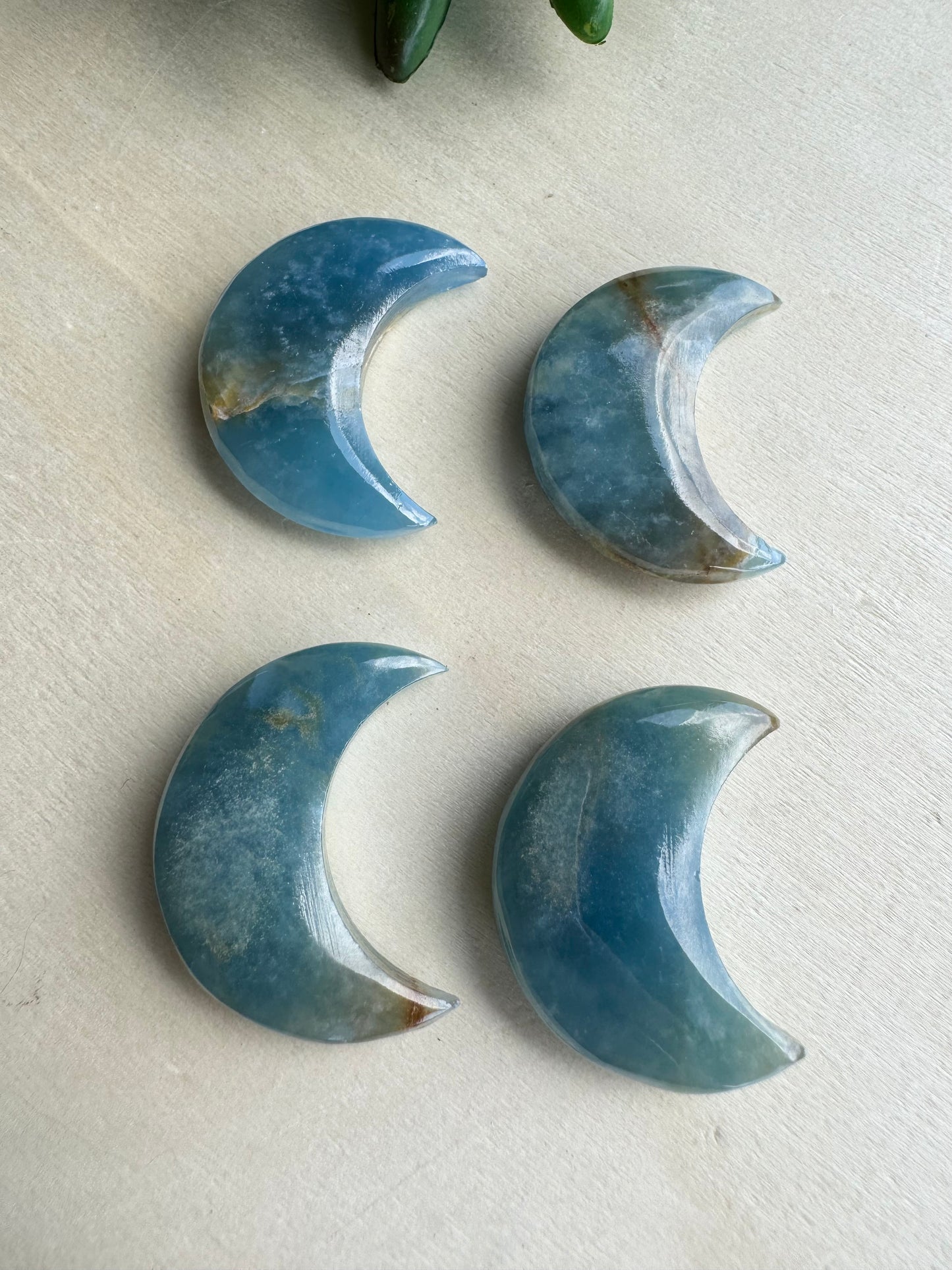 Lemurian Blue Calcite Crescent Moon