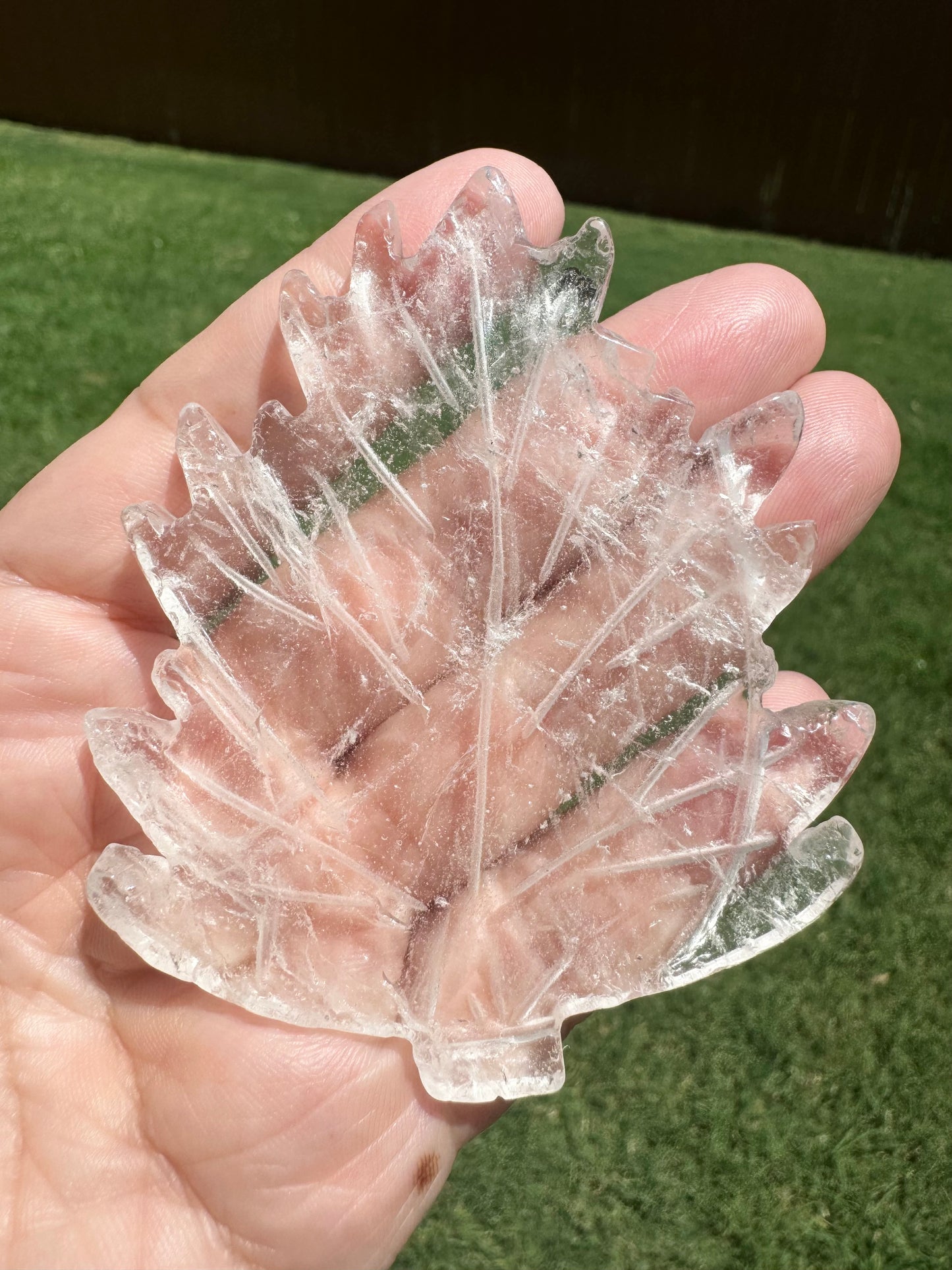 Clear Quartz Leaf Carving