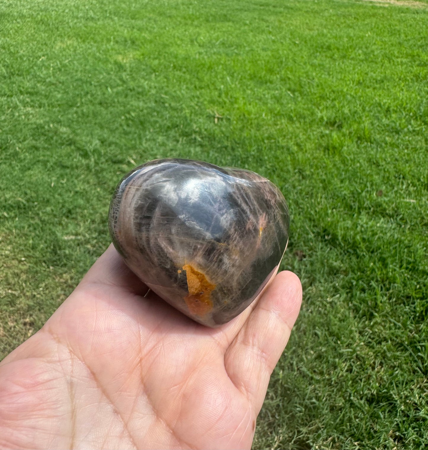 Black Moonstone Heart Carving