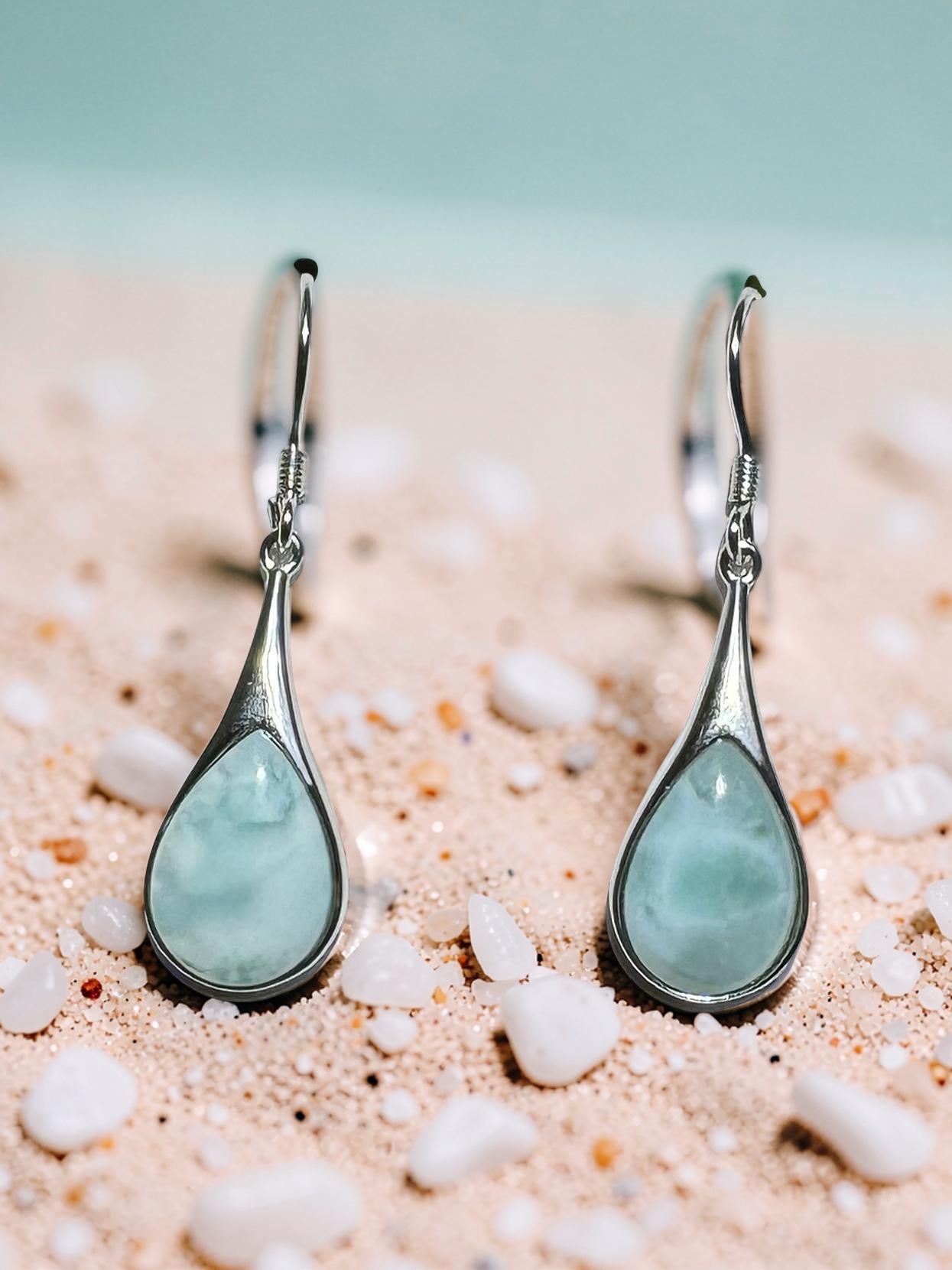 Larimar Drop Earrings 925 Sterling Silver