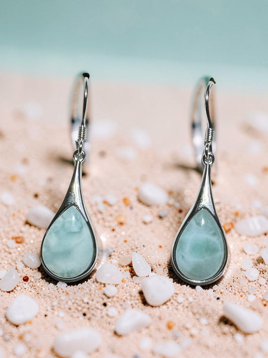 Larimar Drop Earrings 925 Sterling Silver