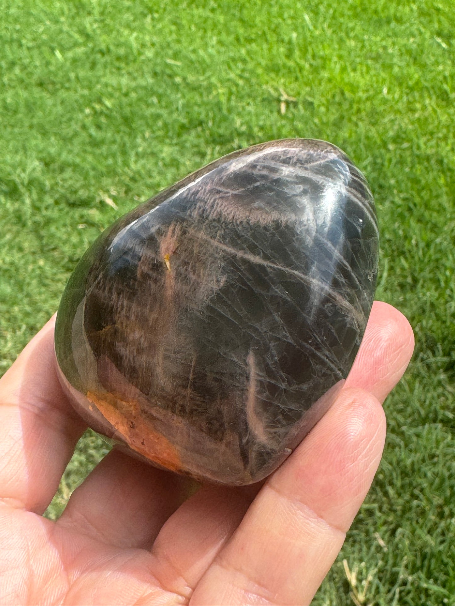 Black Moonstone Heart Carving