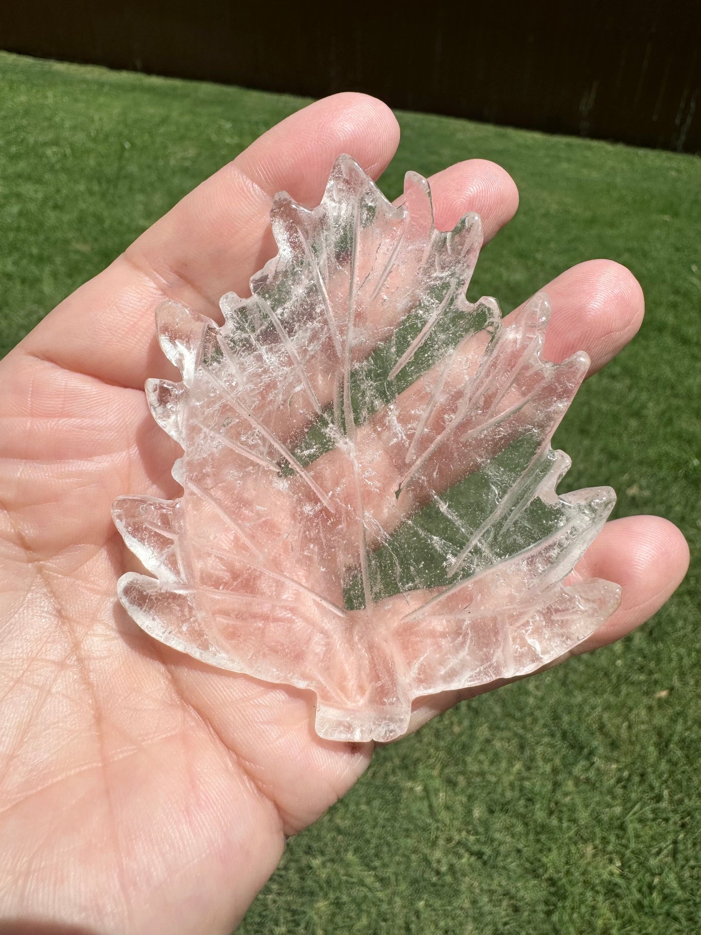 Clear Quartz Leaf Carving