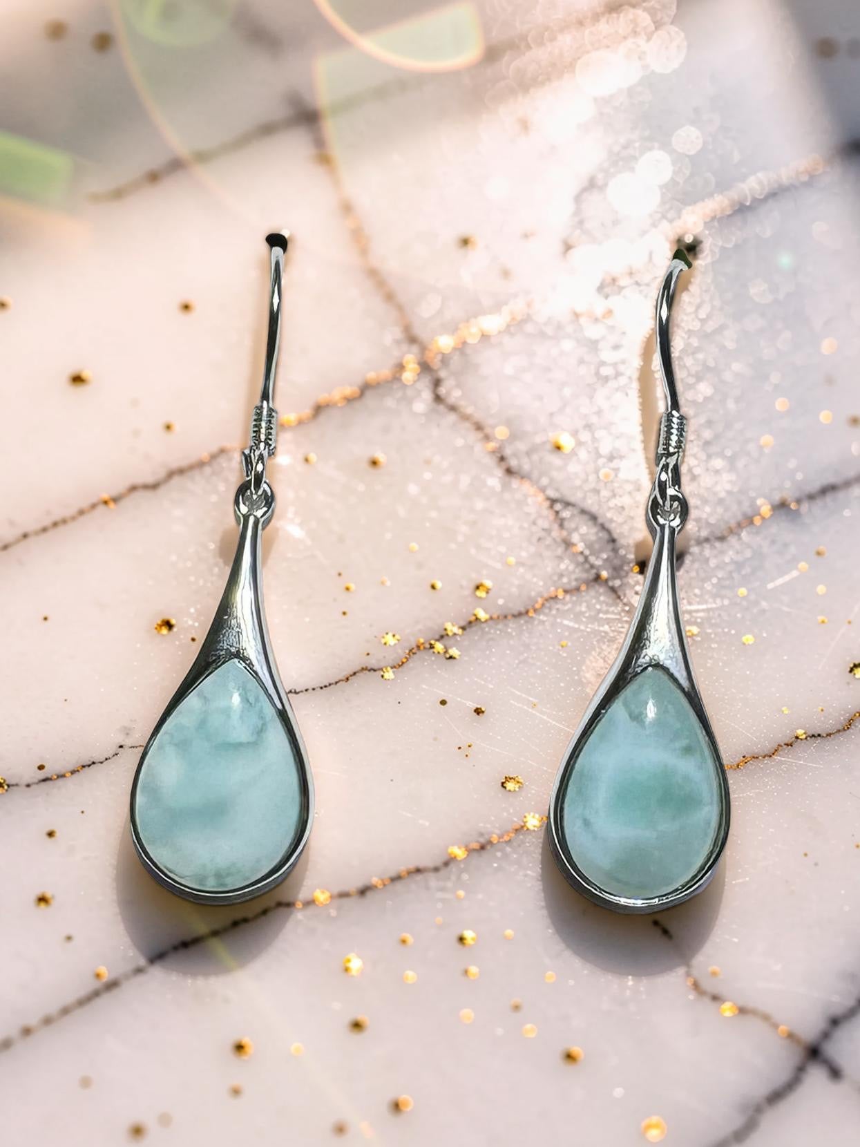 Larimar Drop Earrings 925 Sterling Silver