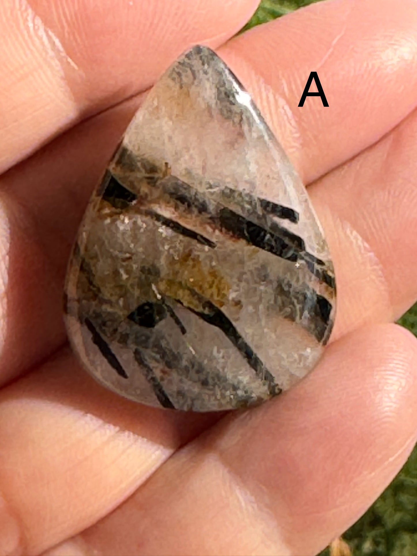 Tourmalinated Quartz Cabochon