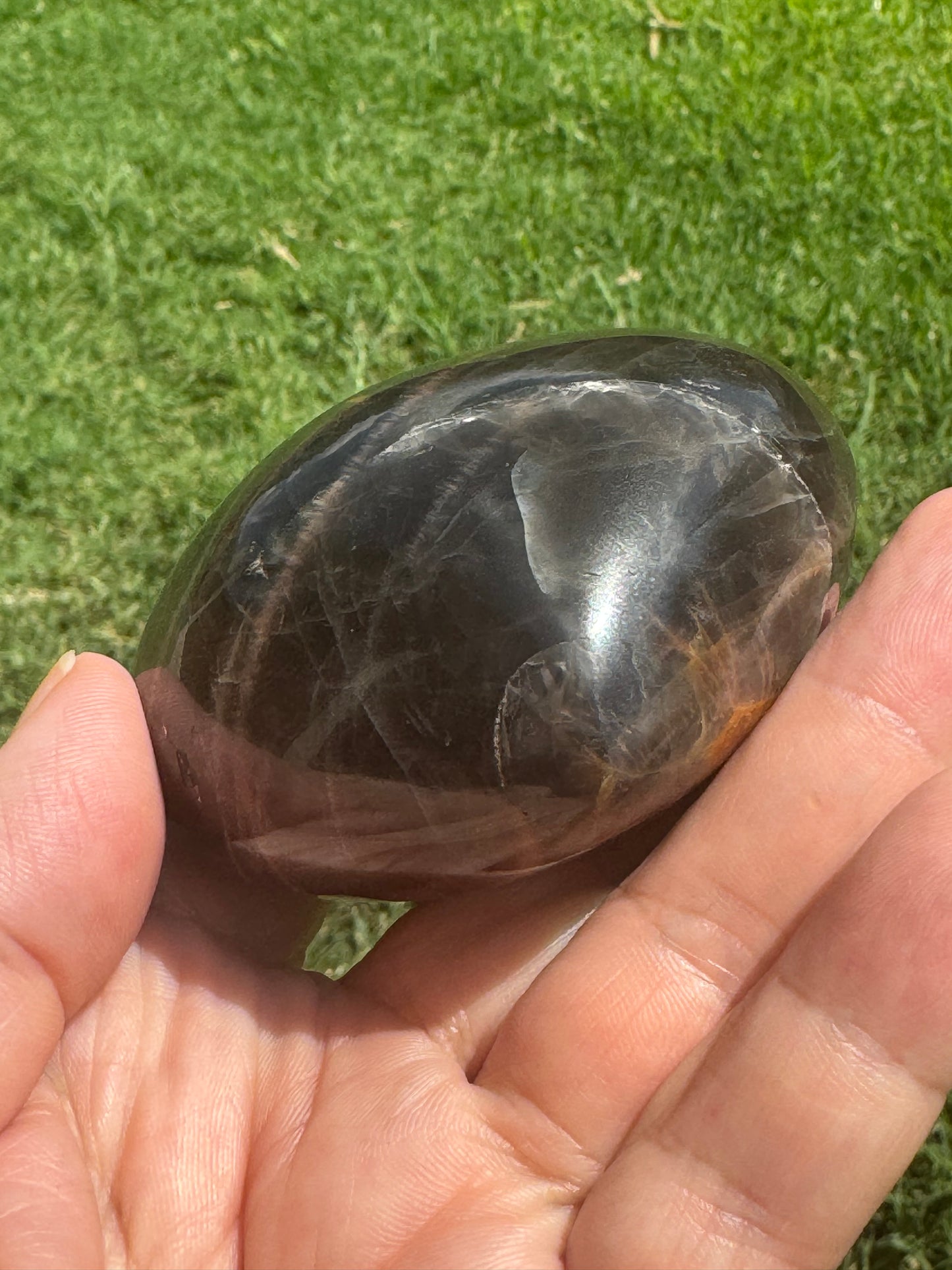 Black Moonstone Heart Carving