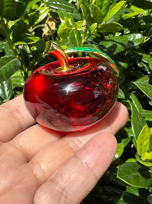 Red Glass Apple Paperweight