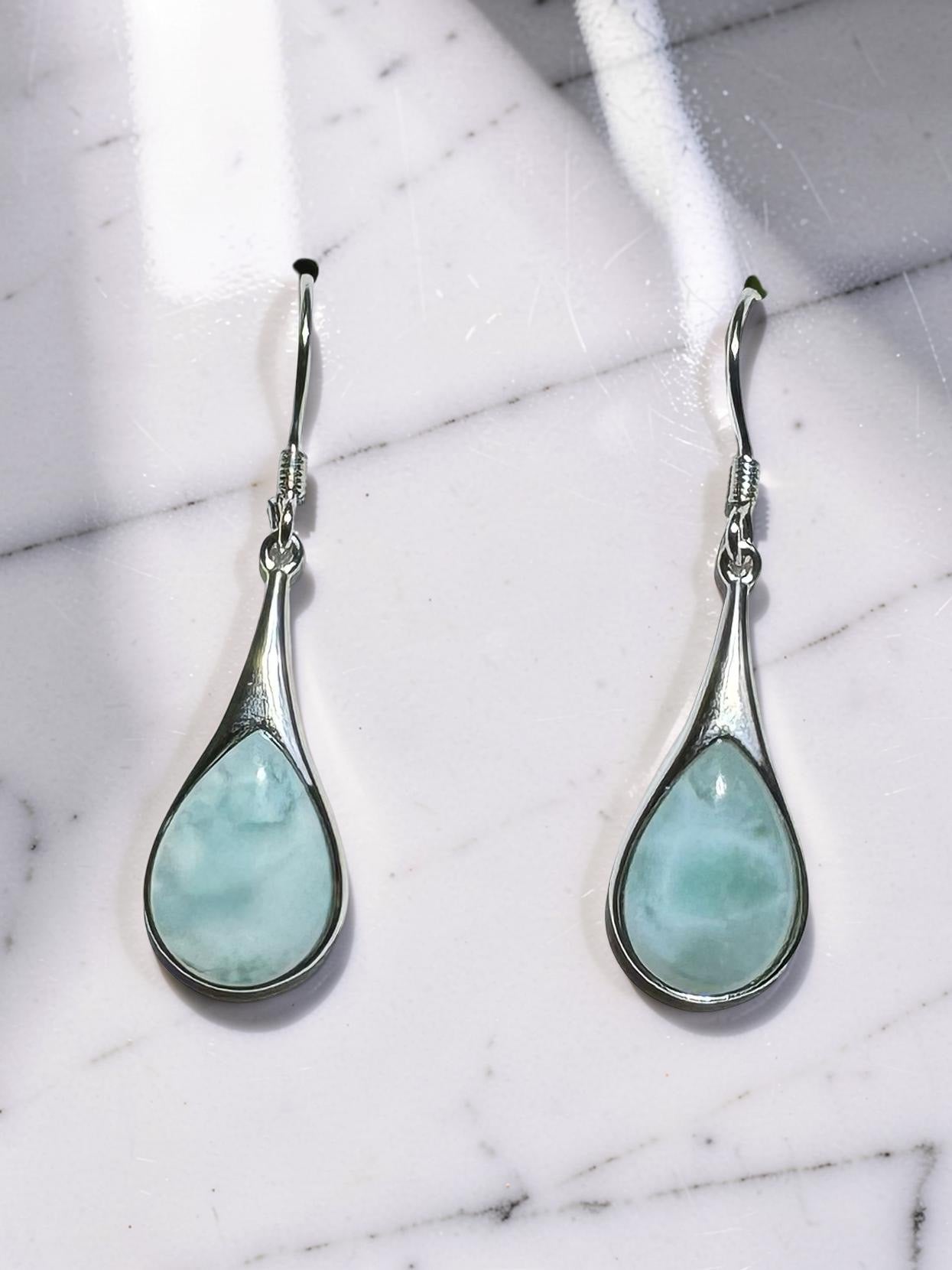 Larimar Drop Earrings 925 Sterling Silver