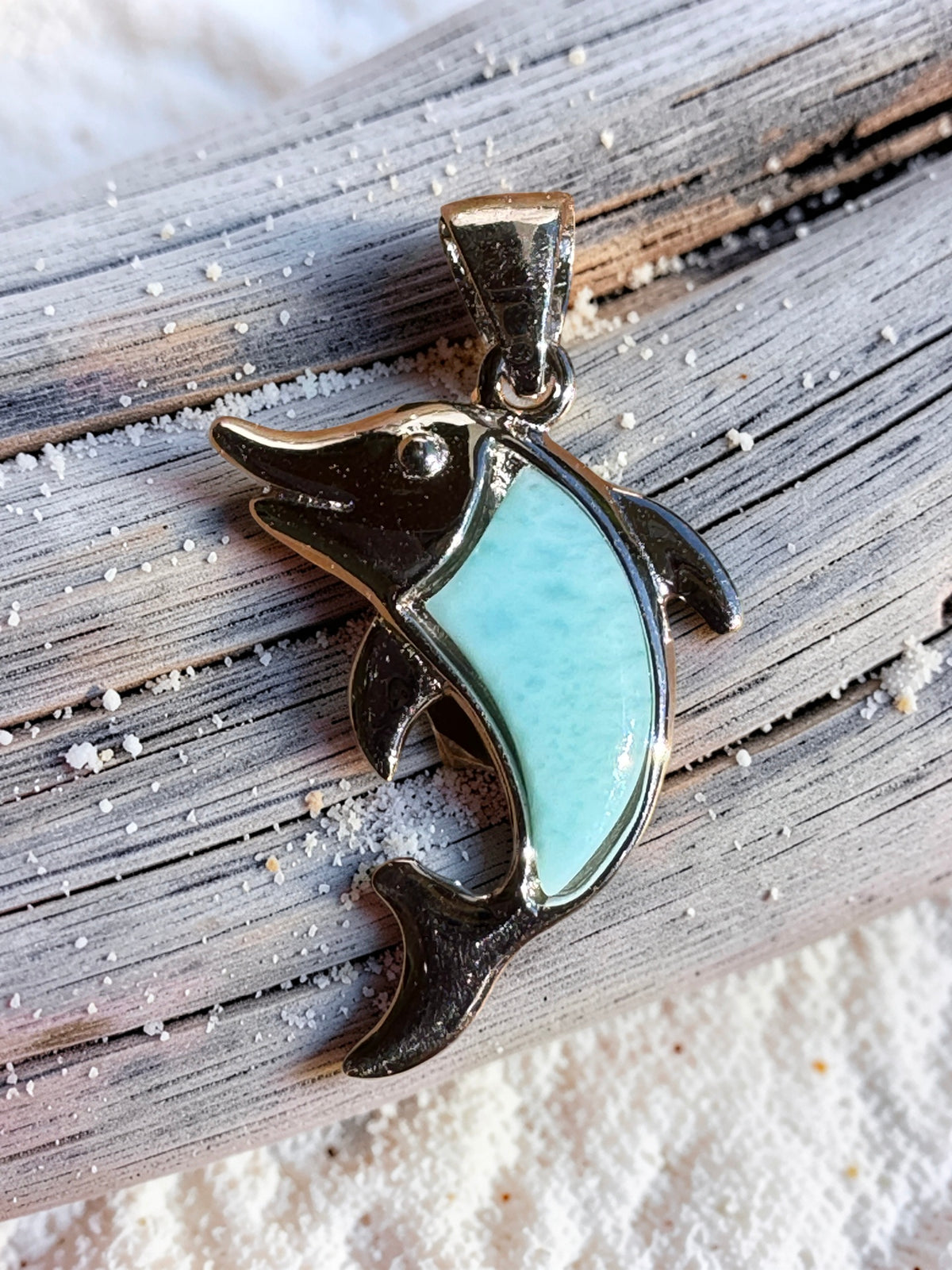 Larimar Dolphin Pendant 925 Sterling Silver with or without 925 Sterling Silver Chain