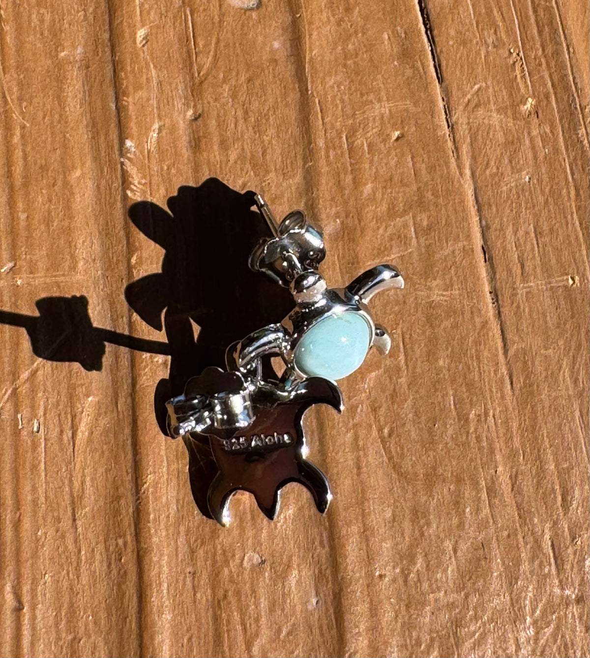 Larimar Sea Turtle Stud Earrings 925 Sterling Silver