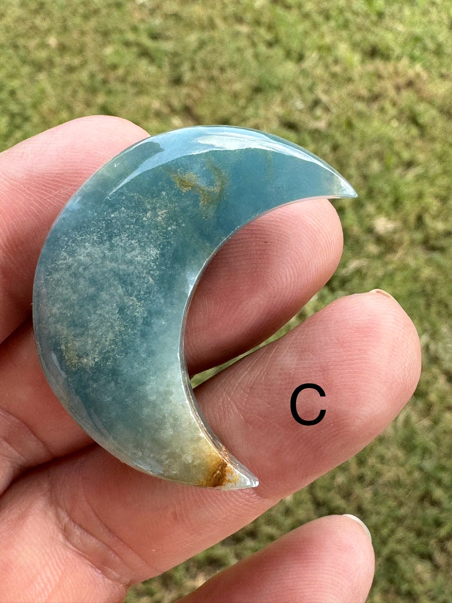 Lemurian Blue Calcite Crescent Moon