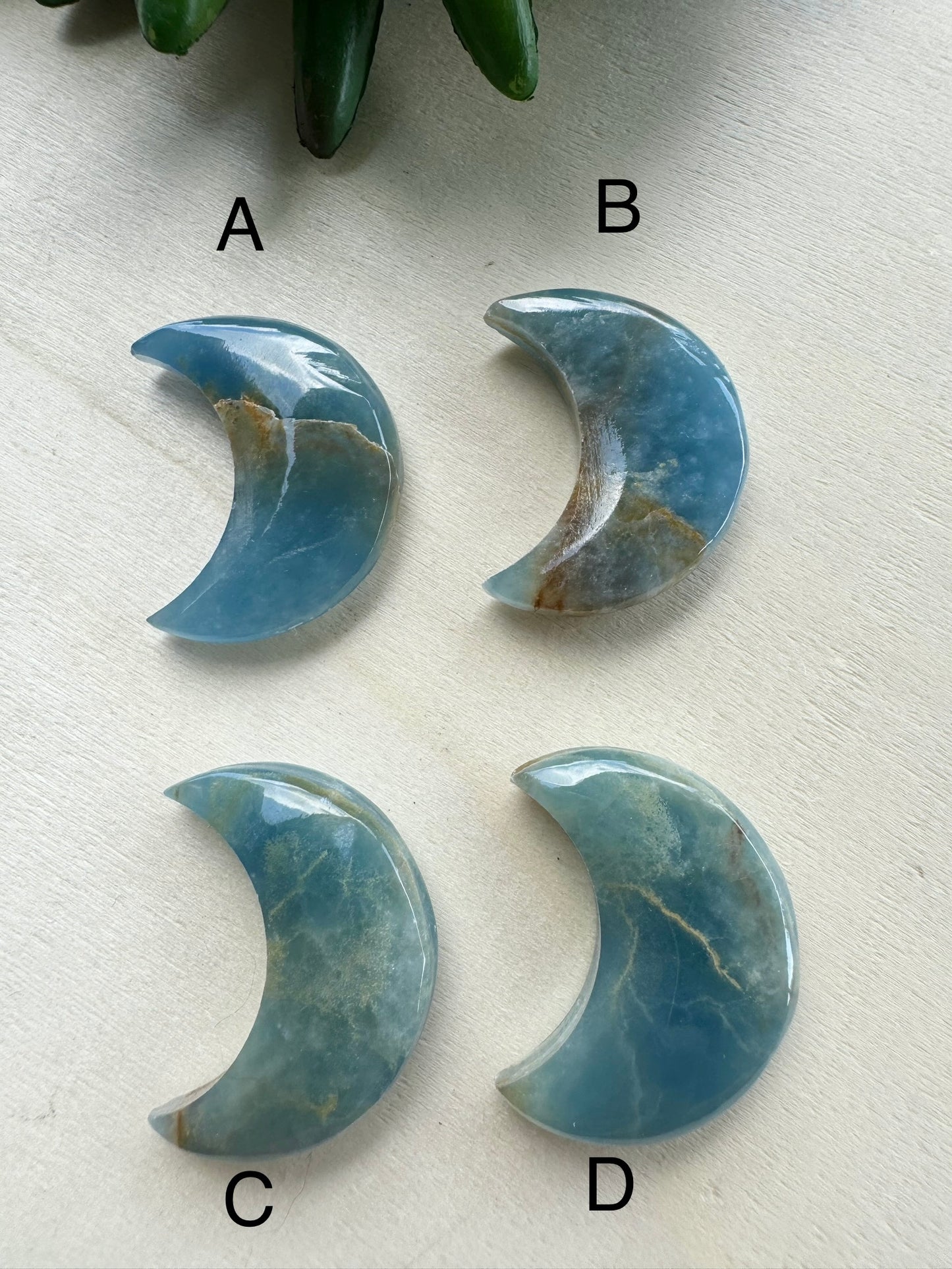 Lemurian Blue Calcite Crescent Moon